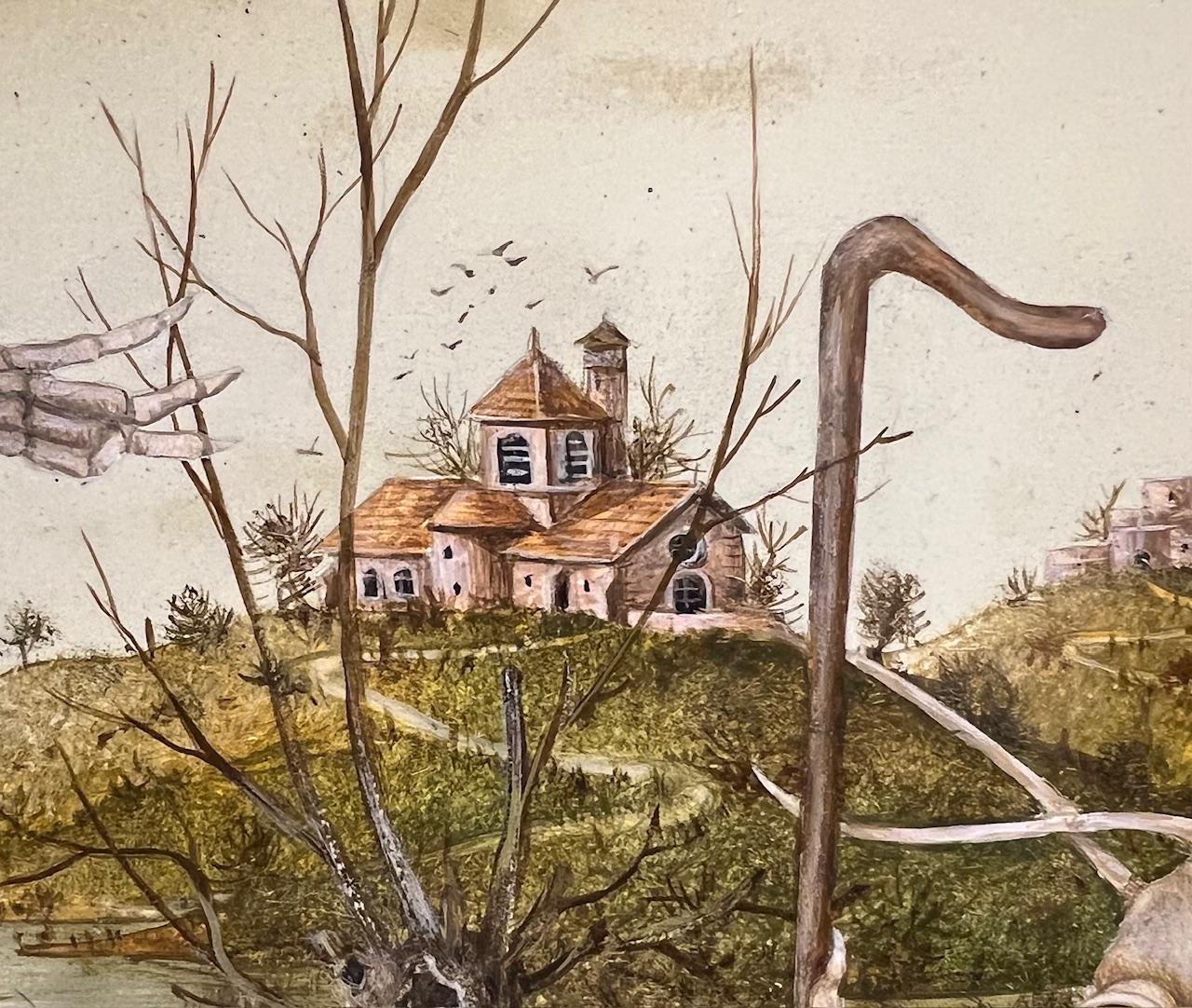 L'Auto-Stoppeur Surrealismus Landschaft Skelett Schädel Zeitgenössisch im Angebot 1