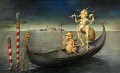 Le Badaud Mouche Tempera on Panel Surrealism Contemporary In Stock