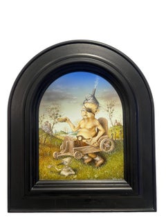 Les Mendiants Tempera on Panel Surrealisme Contemporary In Stock