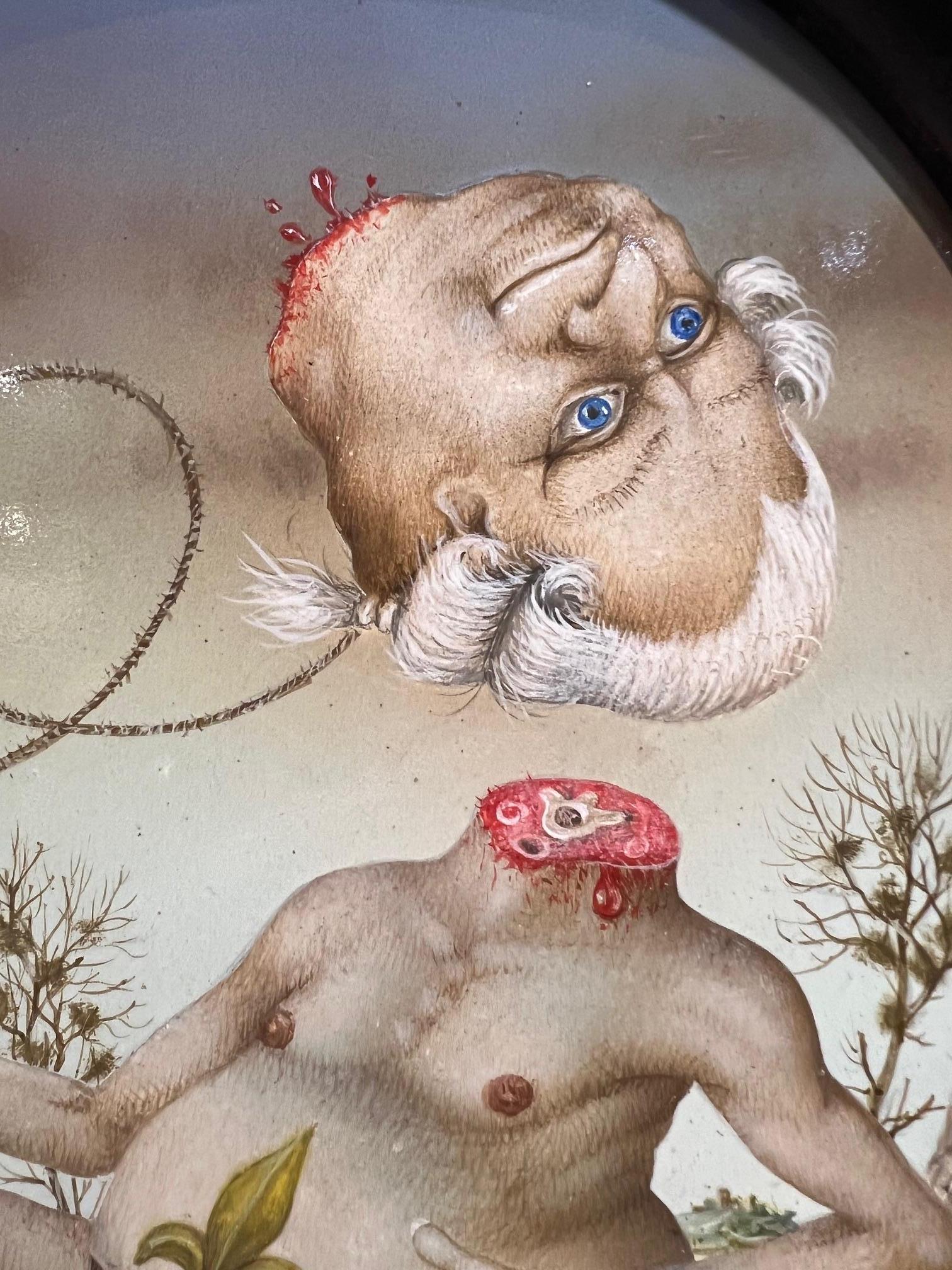 Tempera sur panneau de style Louis XVI jouant avant la Révolution, surréalisme, en stock - Painting de Gérard Willemenot