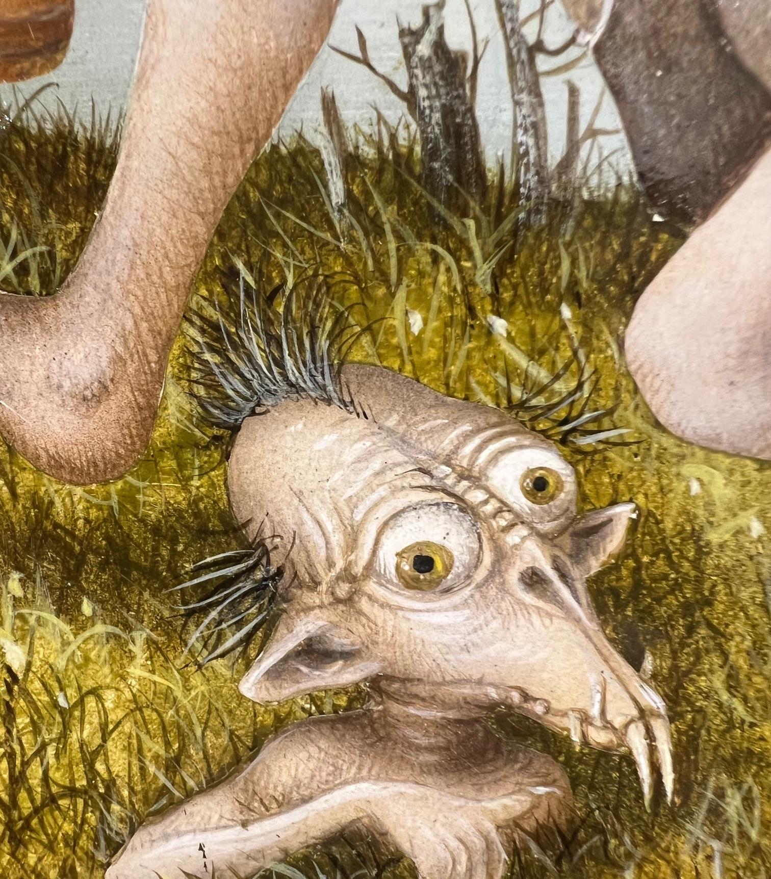 Tempera sur panneau de style Louis XVI jouant avant la Révolution, surréalisme, en stock - Contemporain Painting par Gérard Willemenot