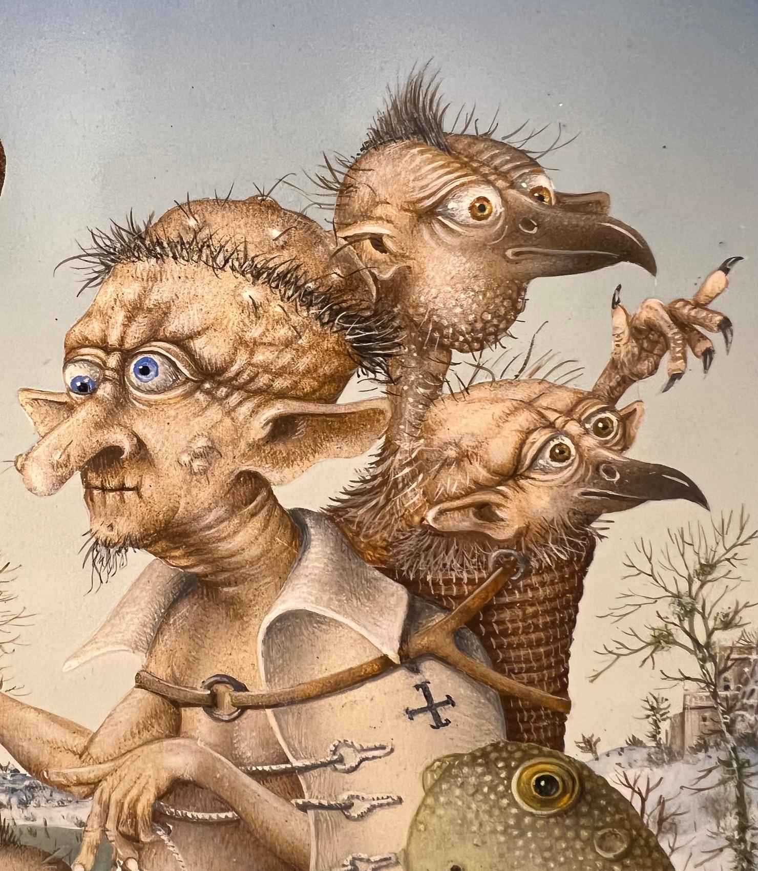 Vers Compostelle avec ma Grenouille de Benitiez Tempera auf Tafel Vorrätig – Painting von Gérard Willemenot