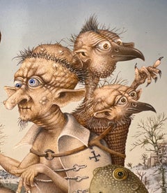 Vers Compostelle avec ma Grenouille de Benitiez Tempera on Panel In Stock