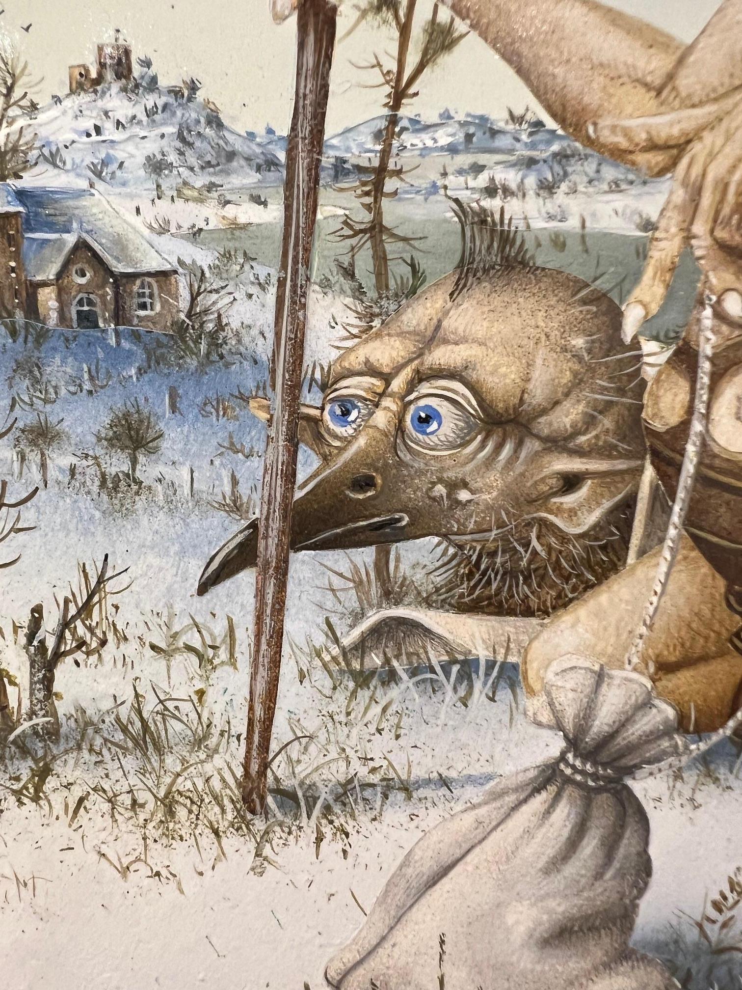 Vers Compostelle avec ma Grenouille de Benitiez Tempera auf Tafel Vorrätig (Zeitgenössisch), Painting, von Gérard Willemenot