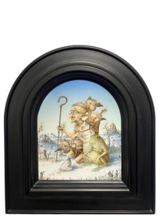 Vers Compostelle avec ma Grenouille de Benitiez Tempera on Panel In Stock