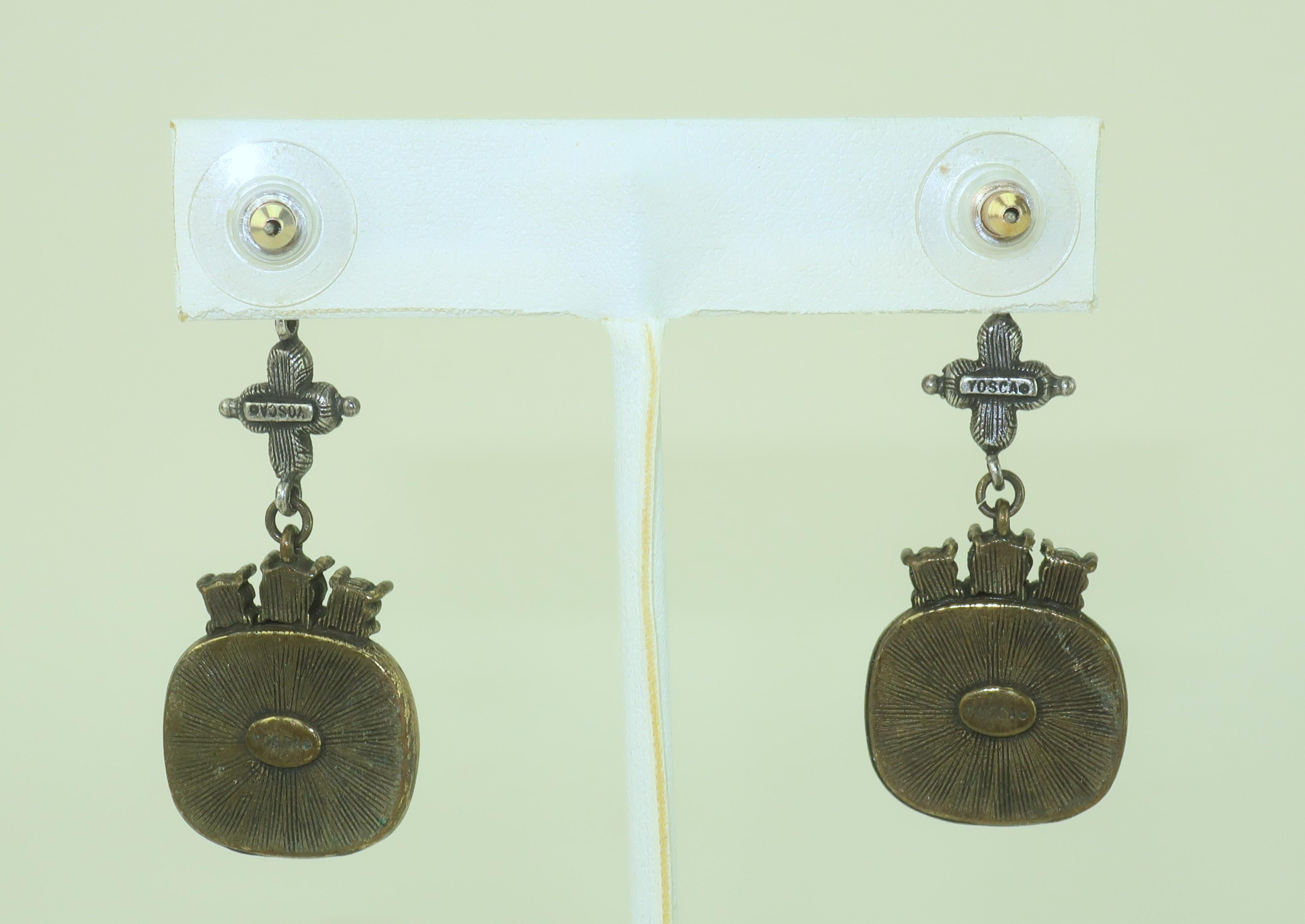 GERARD YOSCA Tropfen-Ohrringe mit Stein und Strass, 1990er-Jahre im Zustand „Gut“ im Angebot in Atlanta, GA