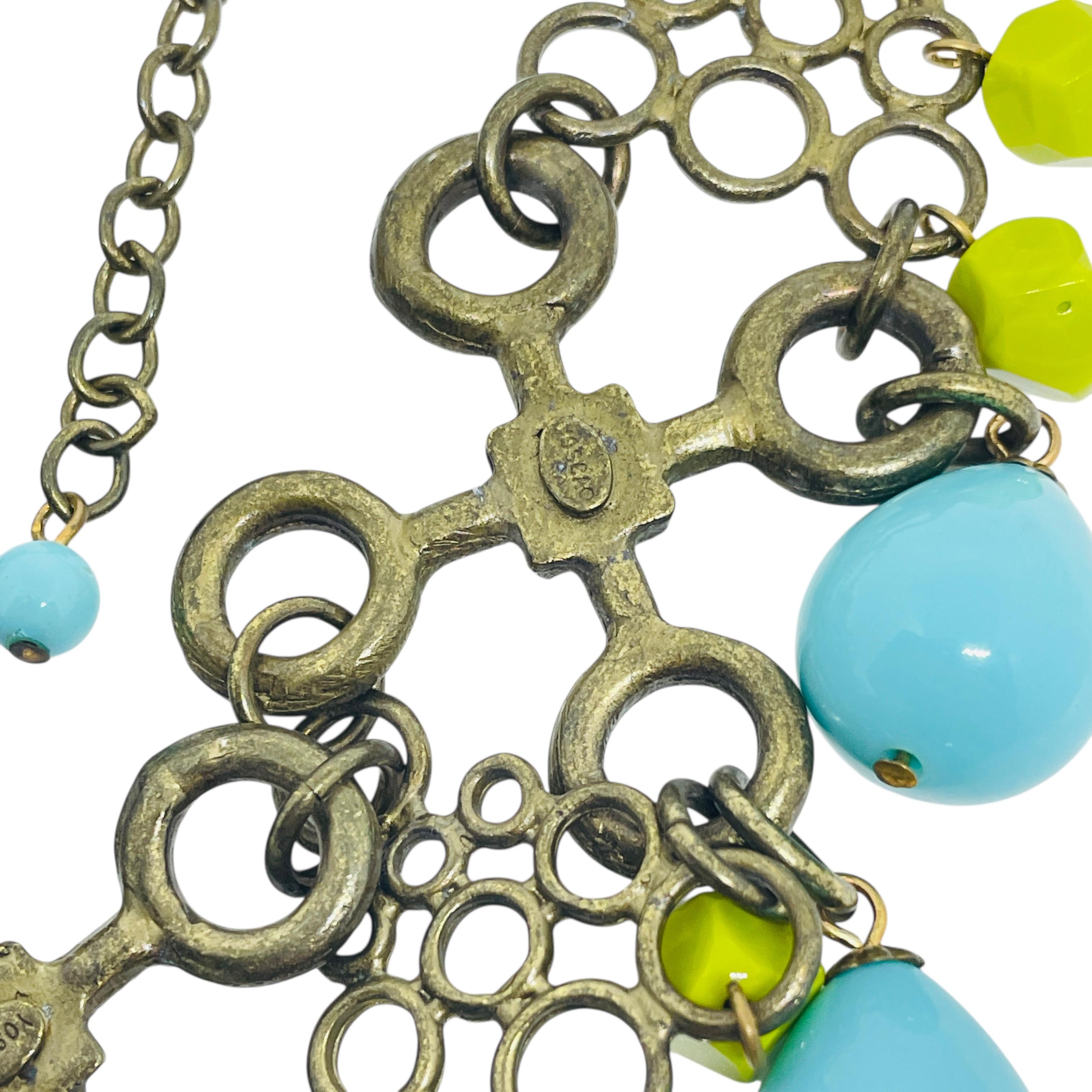 GERARD YOSCA Vintage signiert Bronze Ton Glasperlen Designer Halskette im Zustand „Gut“ im Angebot in Palos Hills, IL