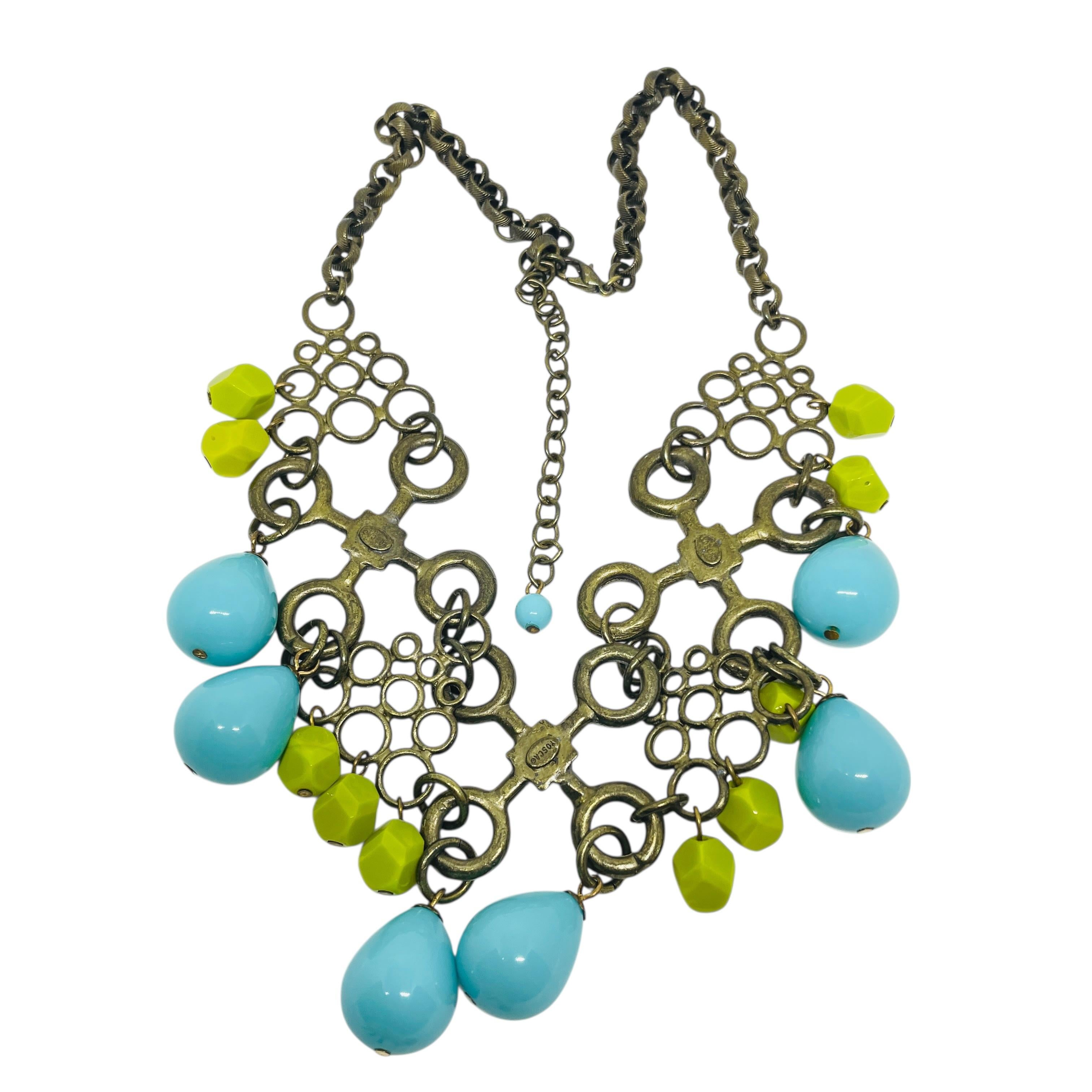 GERARD YOSCA Vintage signiert Bronze Ton Glasperlen Designer Halskette für Damen oder Herren im Angebot