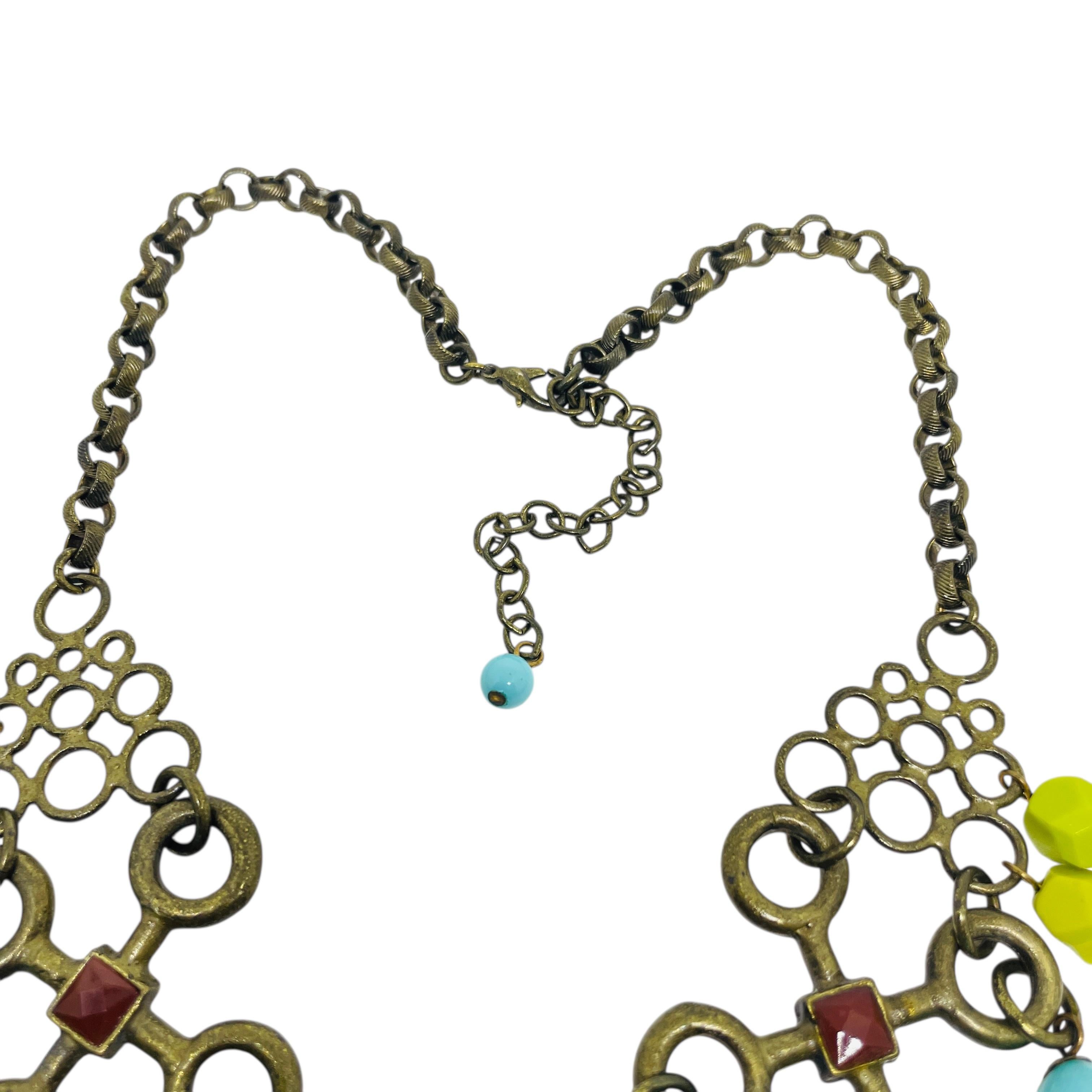 GERARD YOSCA Vintage signiert Bronze Ton Glasperlen Designer Halskette im Angebot 1