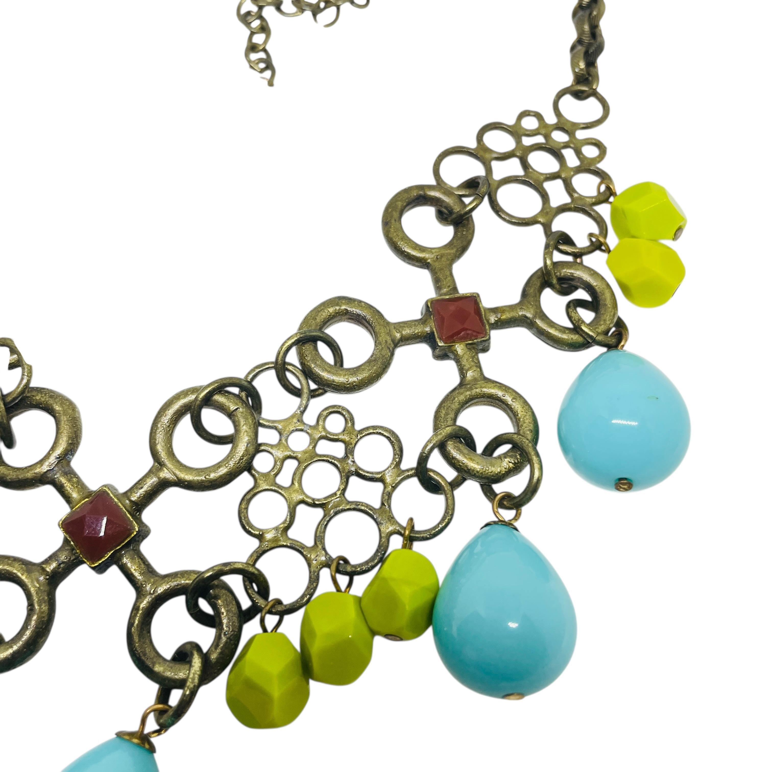 GERARD YOSCA Vintage signiert Bronze Ton Glasperlen Designer Halskette im Angebot 2