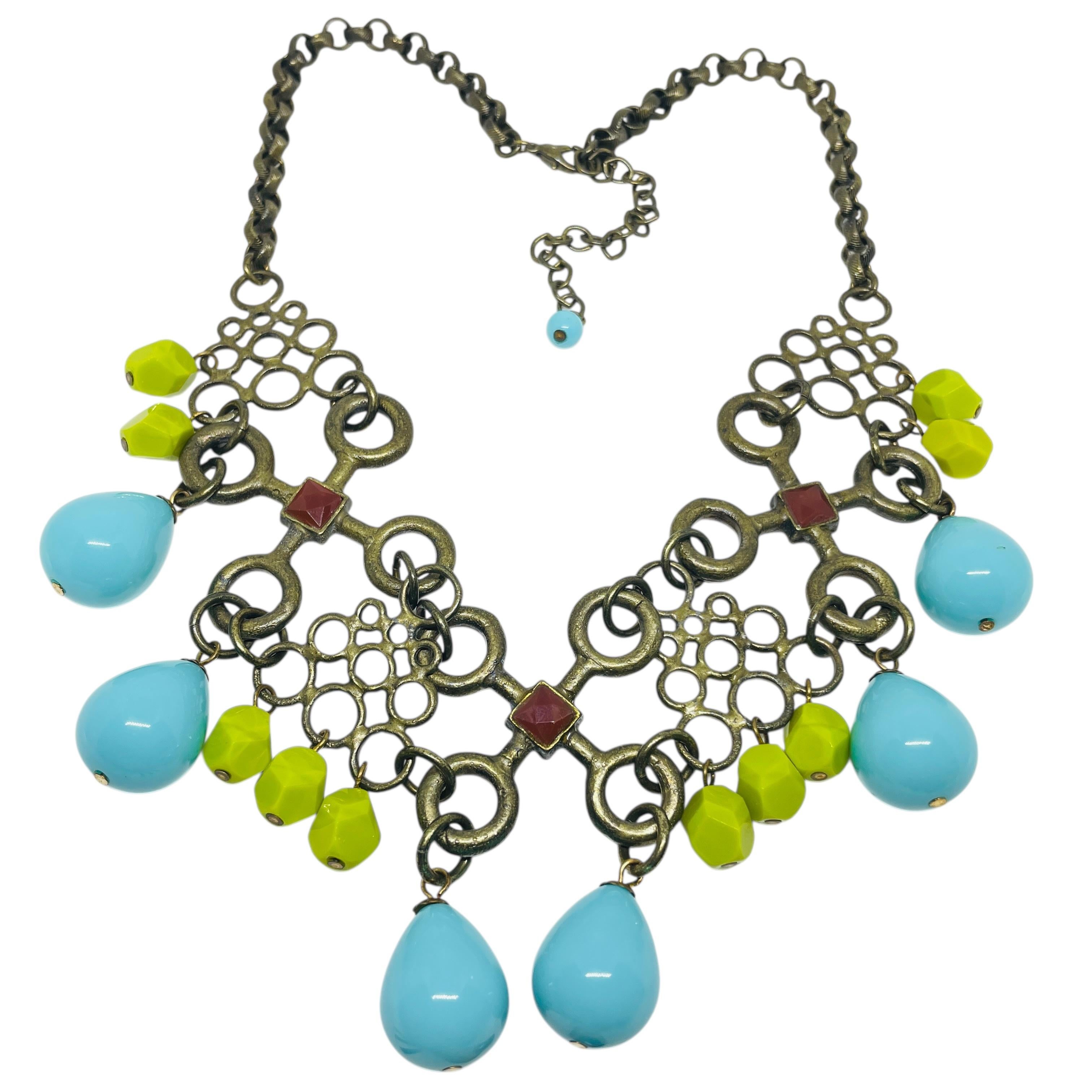 GERARD YOSCA Vintage signiert Bronze Ton Glasperlen Designer Halskette im Angebot 4