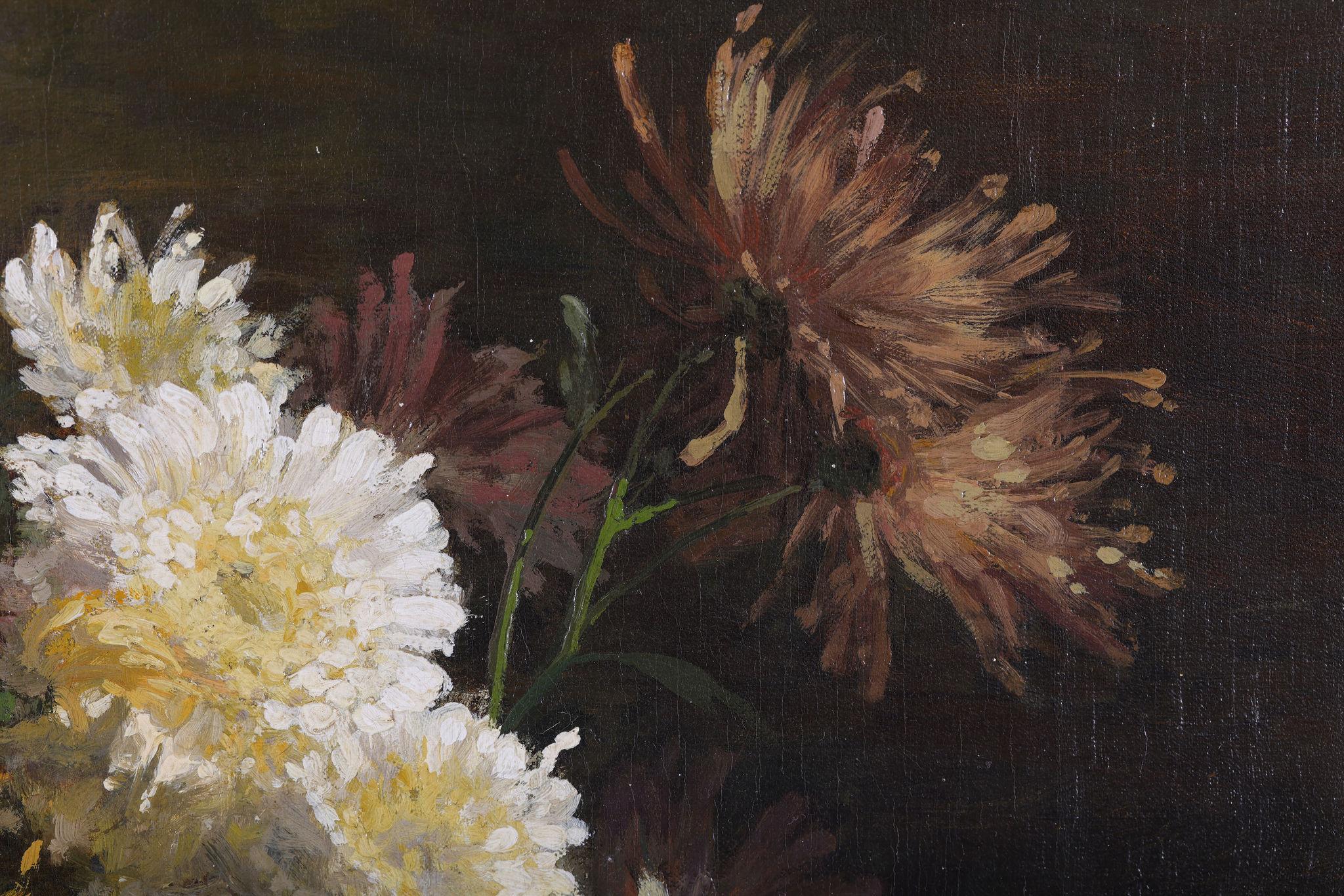 A Still Life of Chrysanthemums - Dutch School Painting by Gerardine Van De Sande Bakhuyzen