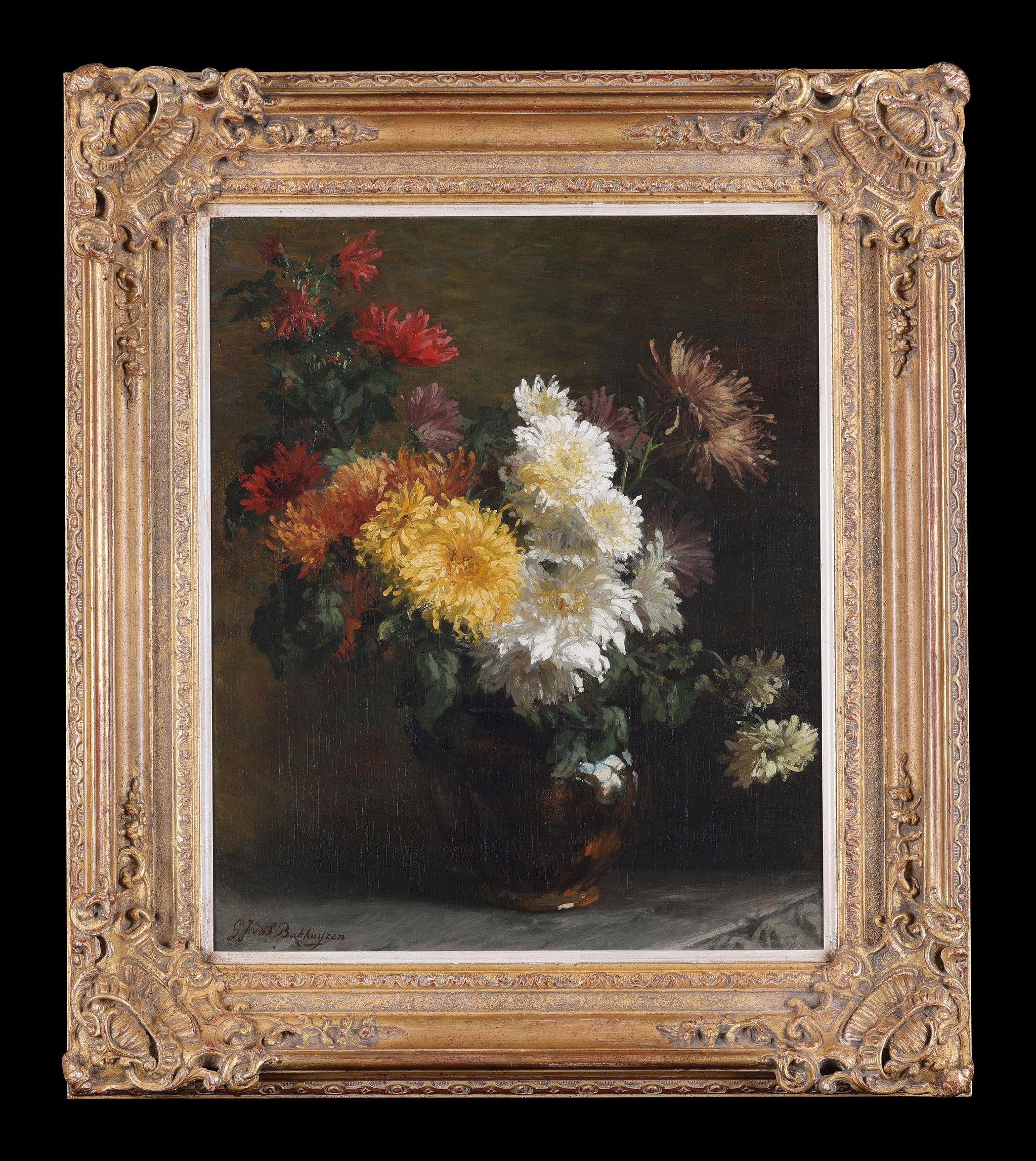 Gerardine Van De Sande Bakhuyzen Still-Life Painting - A Still Life of Chrysanthemums
