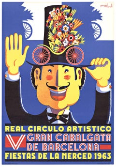 Affiche vintage d'origine « Real Circuo Artistico » Gran Cabalgata