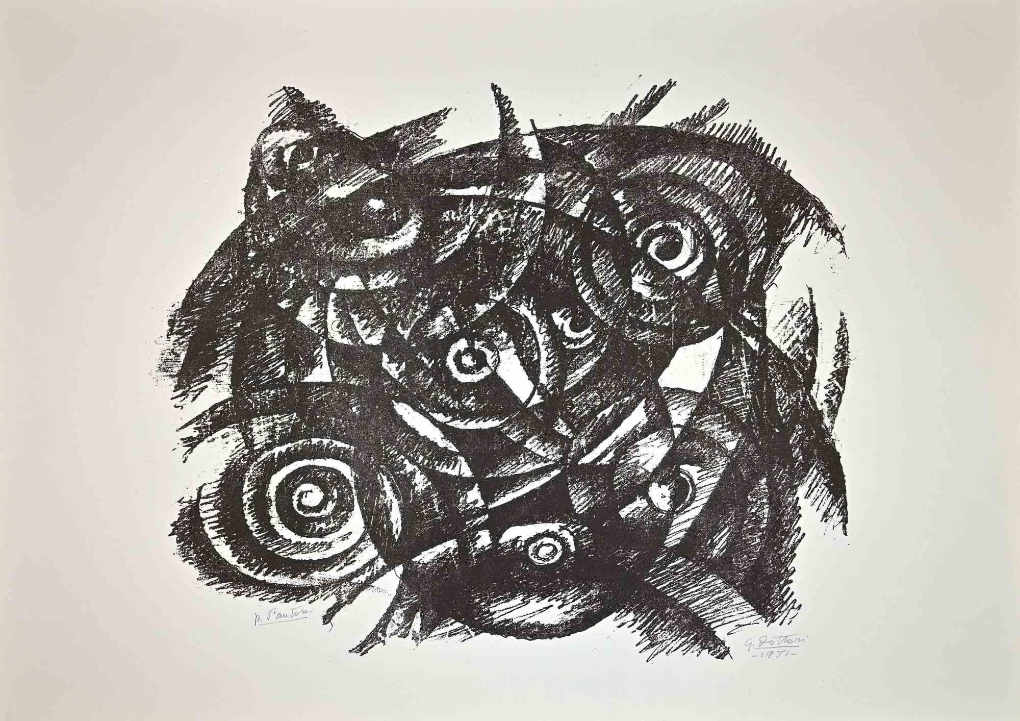 Abstract Composition - Lithograph by Gerardo Dottori - 1971 