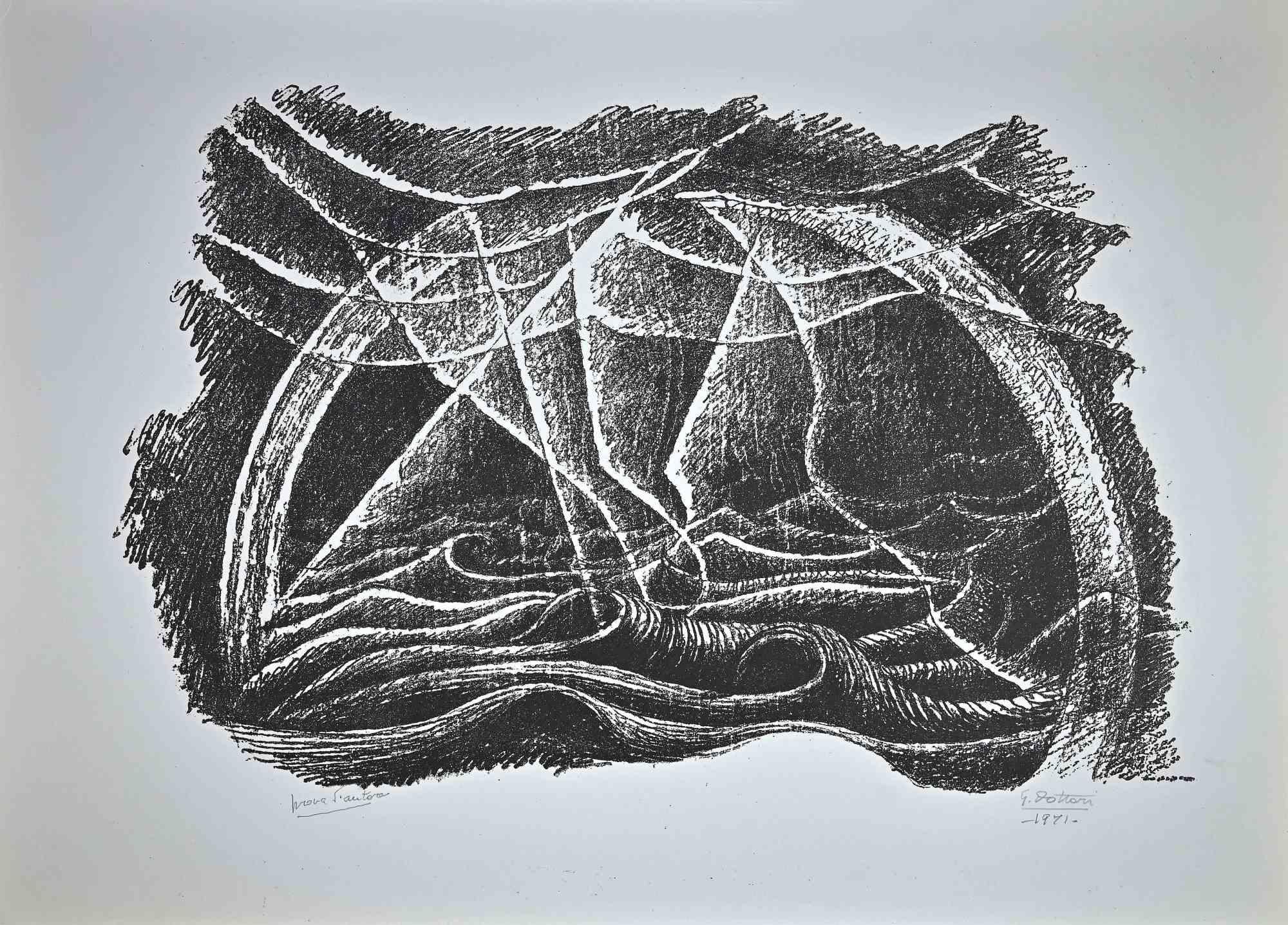 Composition - Lithograph by Gerardo Dottori - 1971 