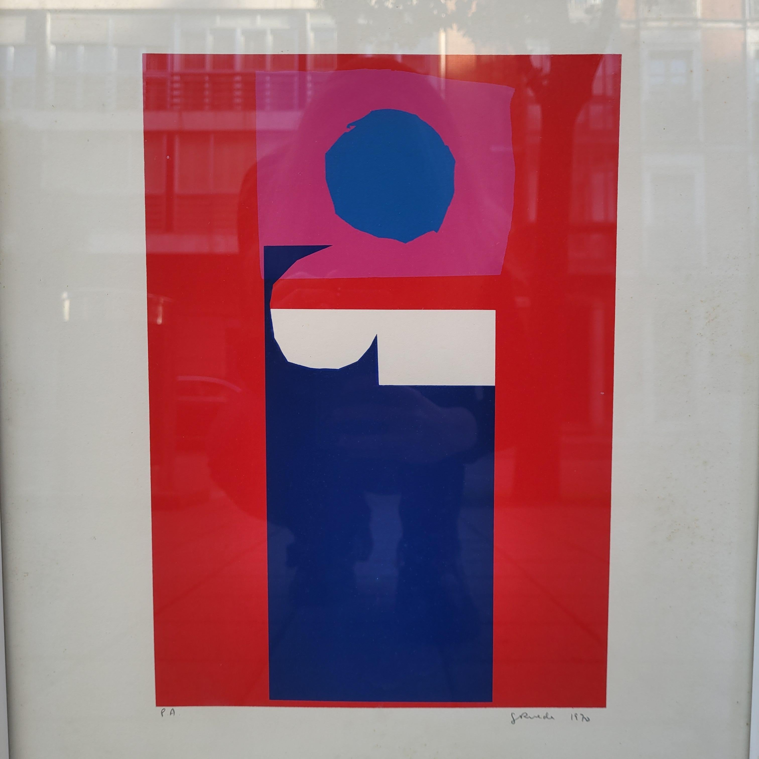 Contemporary art Gerardo Rueda Engraving, Artist's Proof, “Composition in Red” S For Sale 5