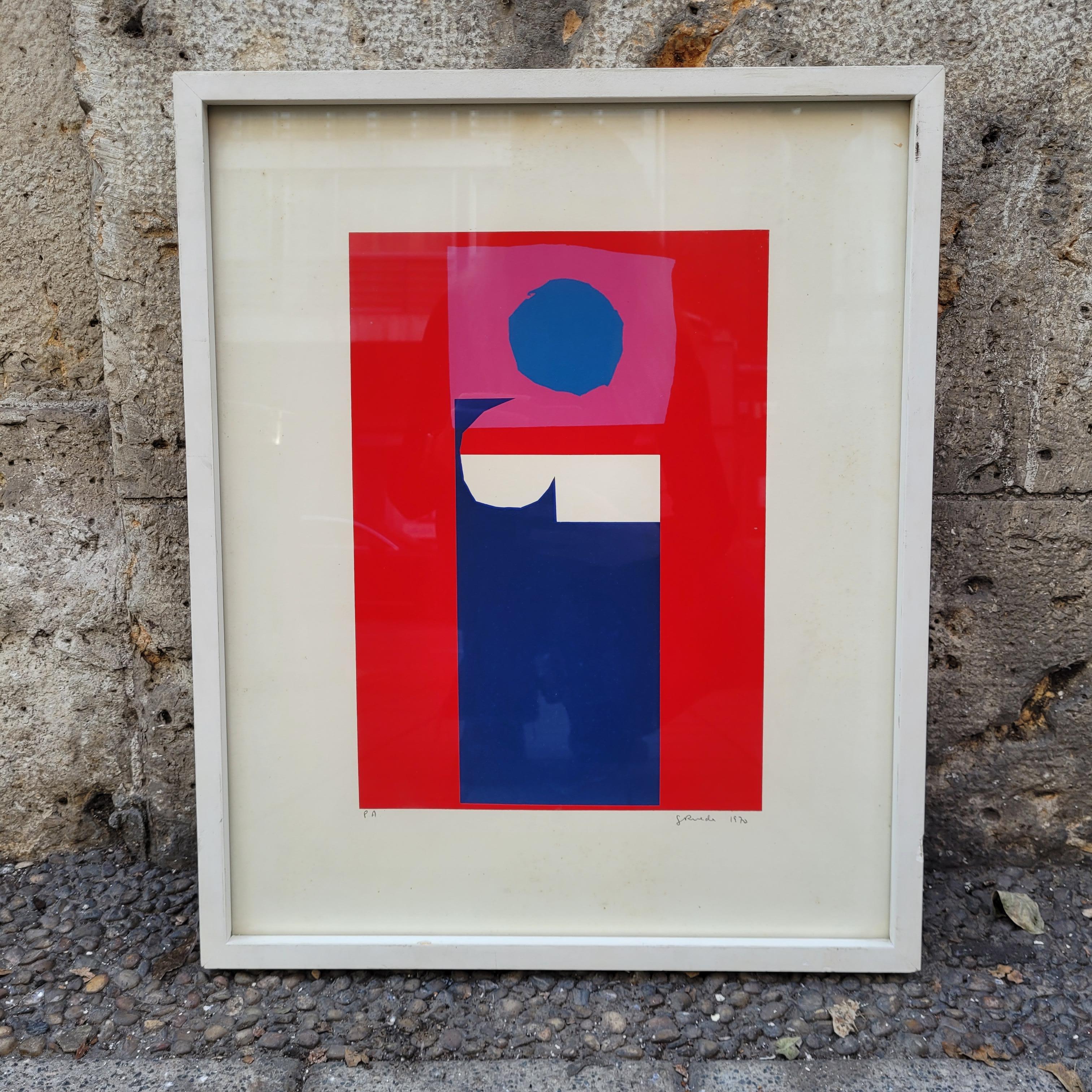 Contemporary art Gerardo Rueda Engraving, Artist's Proof, “Composition in Red” S For Sale 14