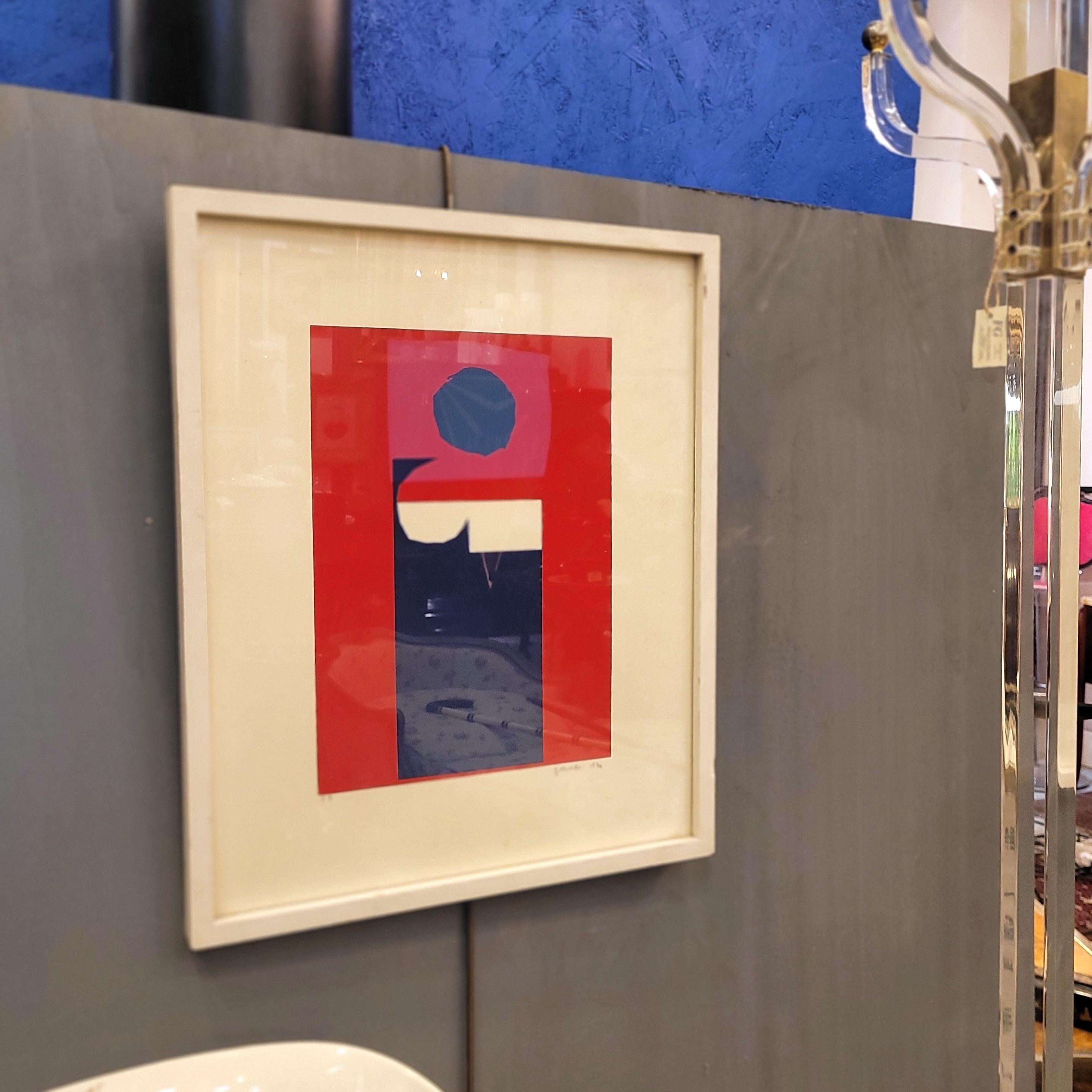 Contemporary art Gerardo Rueda Engraving, Artist's Proof, “Composition in Red” S - Abstract Print by Gerardo Rueda (1926-1996),