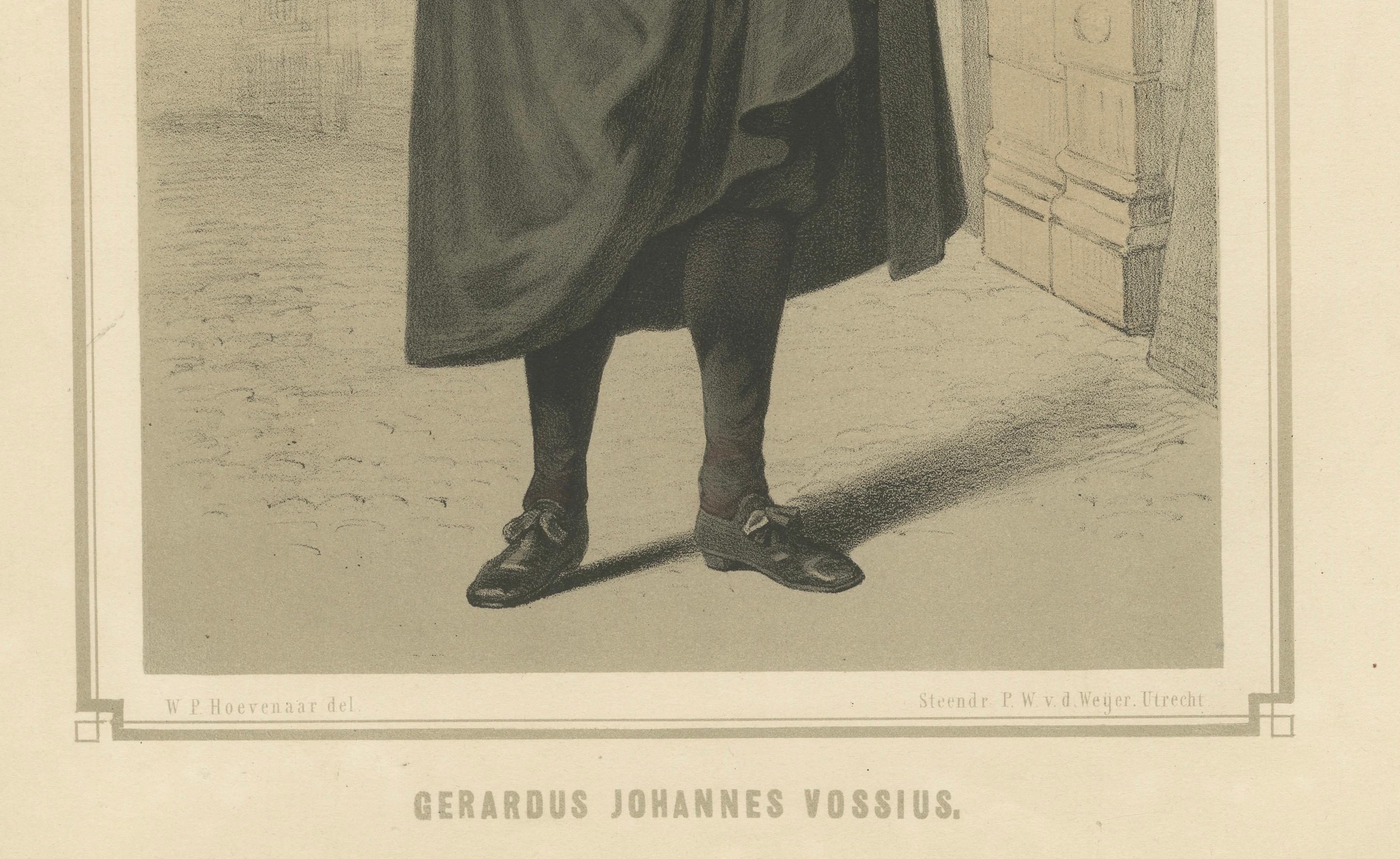 Gerardus Johannes Vossius – Dutch Humanist Scholar, 19th-Century Lithograph In Good Condition For Sale In Langweer, NL