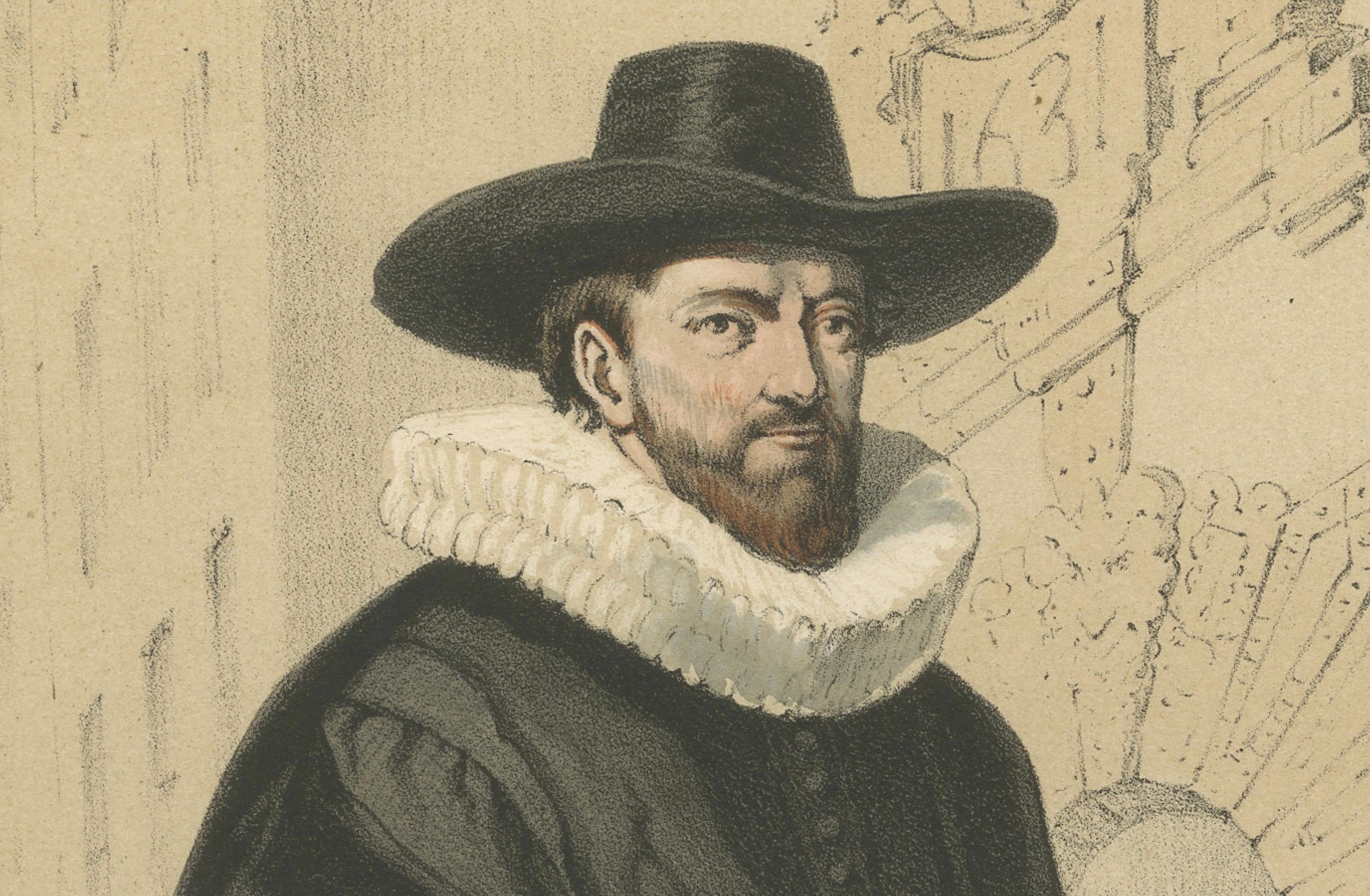 Mid-19th Century Gerardus Johannes Vossius – Dutch Humanist Scholar, 19th-Century Lithograph For Sale