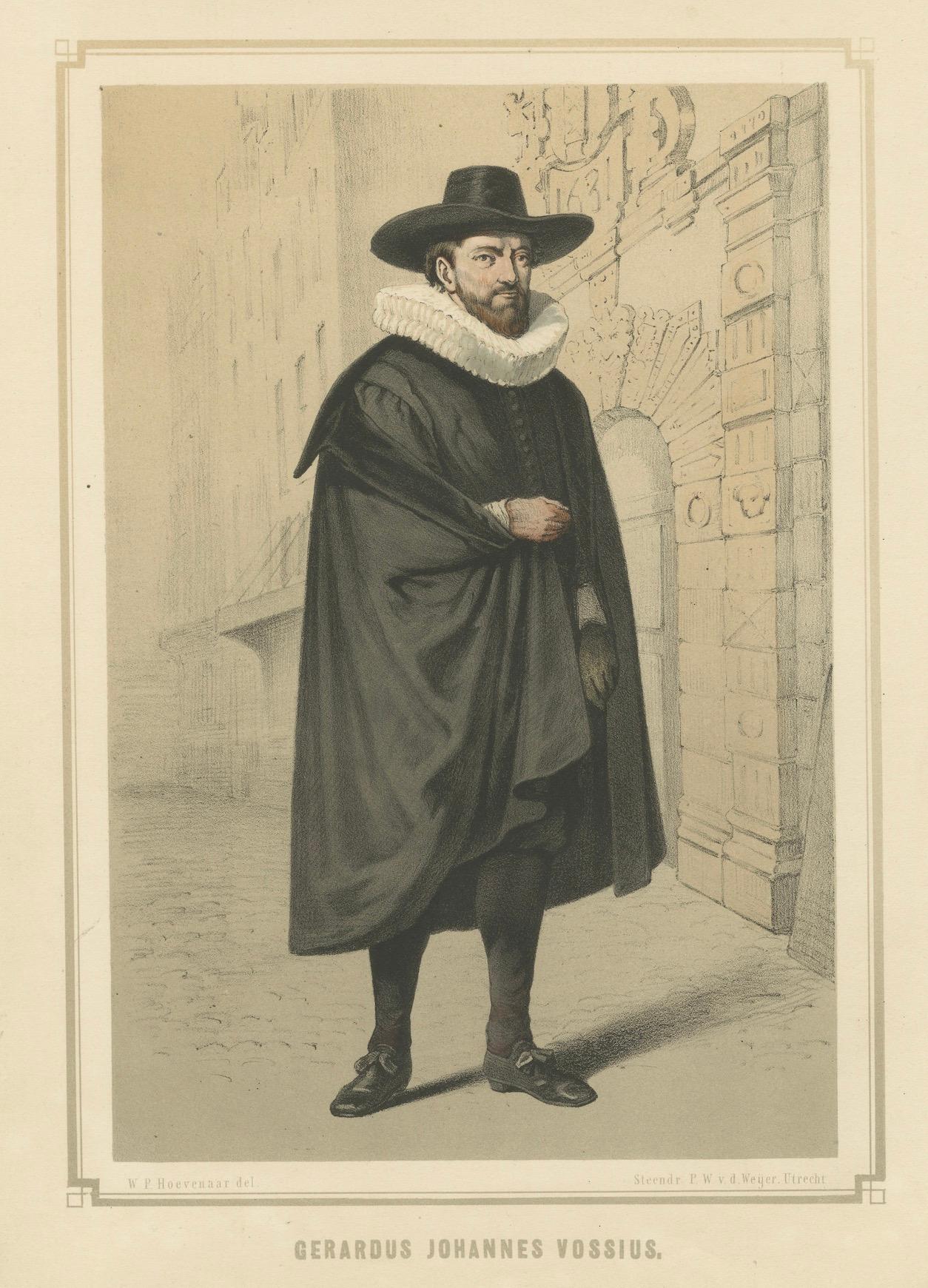 Paper Gerardus Johannes Vossius – Dutch Humanist Scholar, 19th-Century Lithograph For Sale