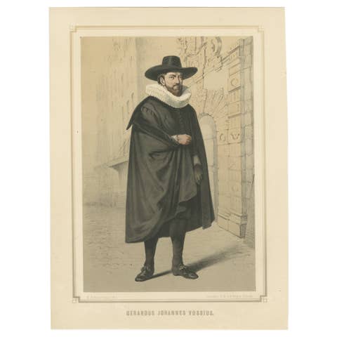 Gerardus Johannes Vossius – Dutch Humanist Scholar, 19th-Century Lithograph