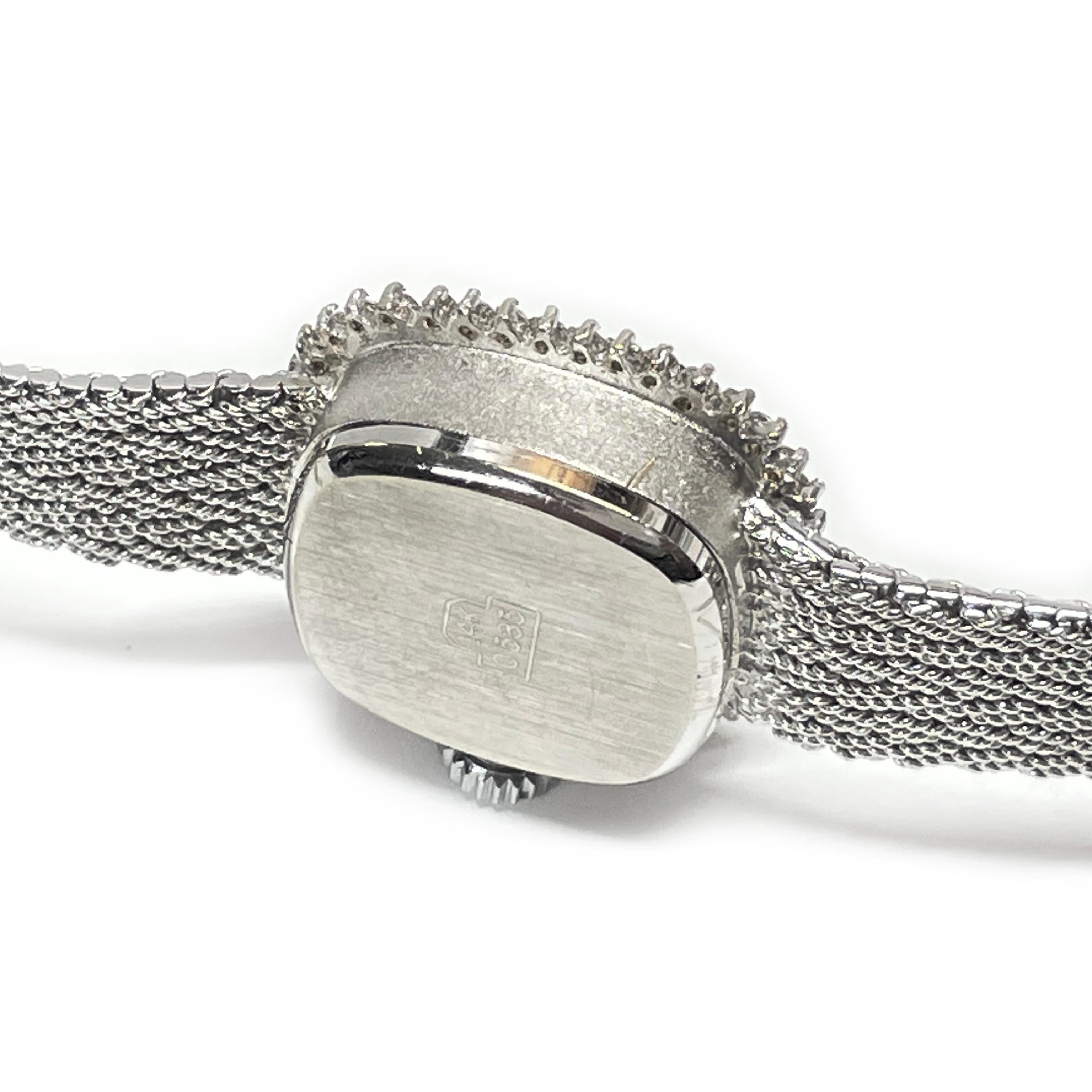 Taille ronde Gerber Montre-bracelet pour femme en or blanc et diamants en vente