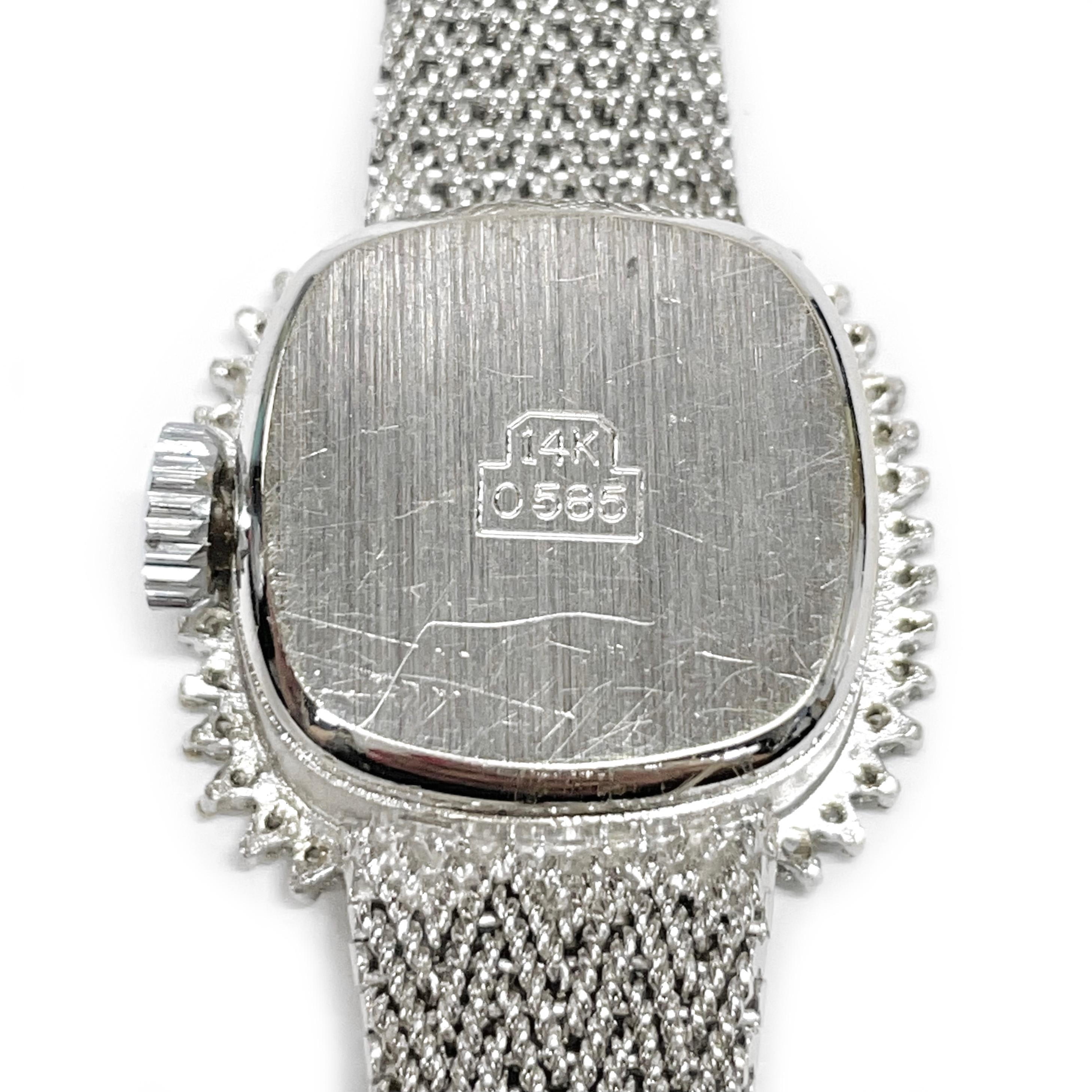Retro Gerber Ladies White Gold Diamond Wristwatch For Sale