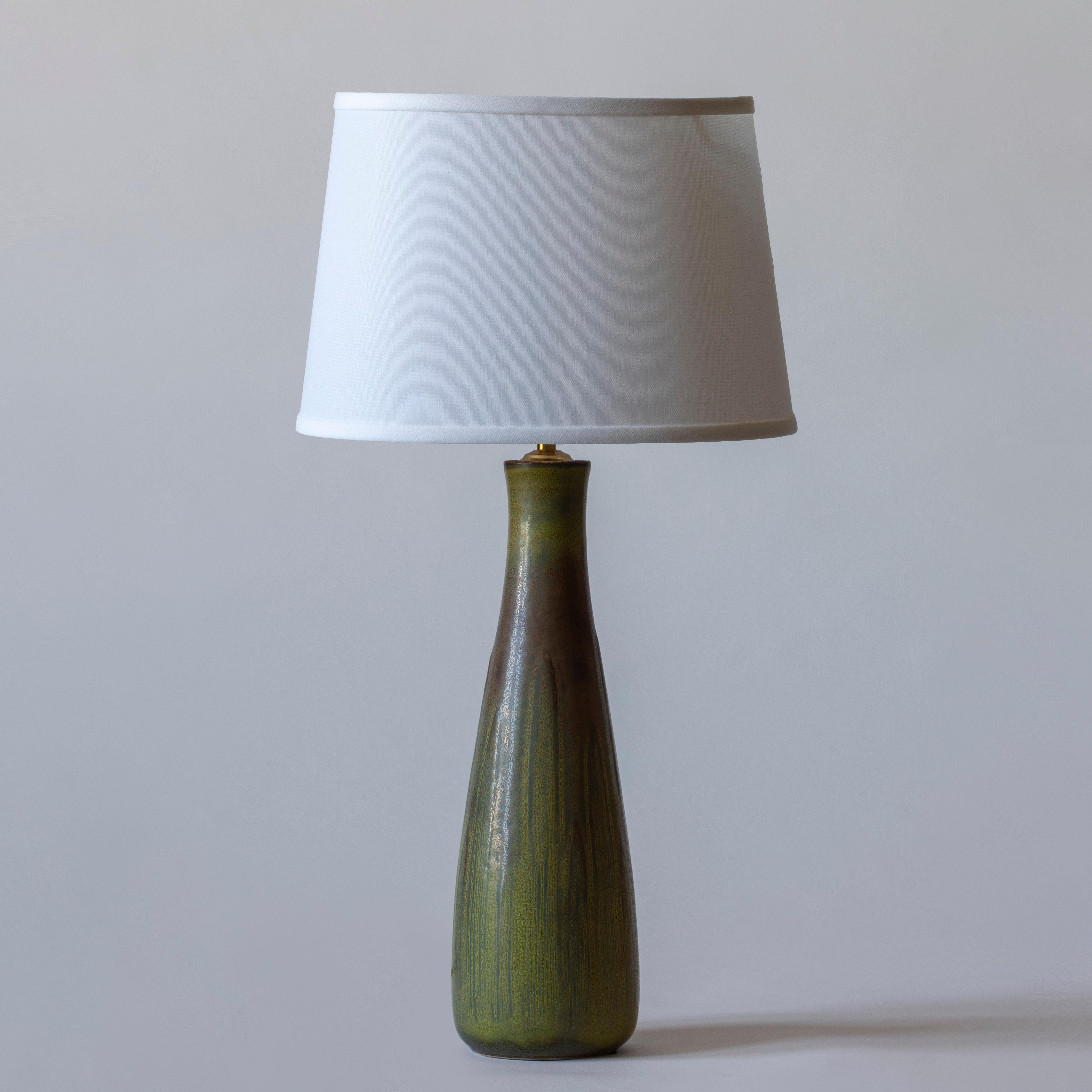 Scandinavian Modern Gerd Bøgelund / Royal Copenhagen, Pair of Danish Solfatara Glaze Stoneware Lamps