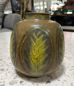 Gerd Bogelund for Royal Copenhagen Signed Danish Denmark Art Pottery Leaf Vase