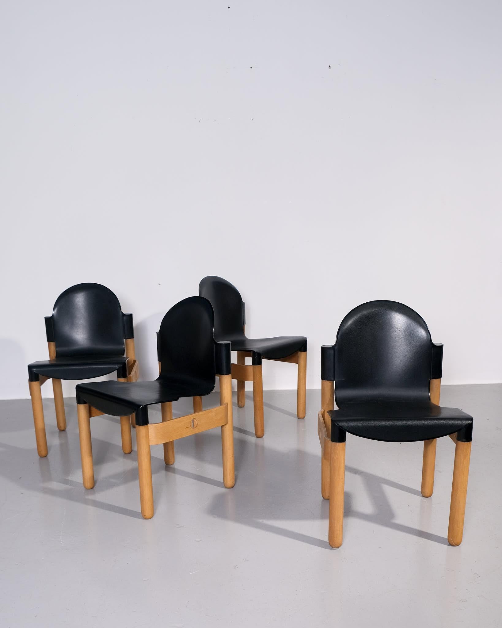 Mid-Century moderno Set di 4 sedie da pranzo 'Flex' di Gerd Lange per Thonet C.C. 1980 in vendita