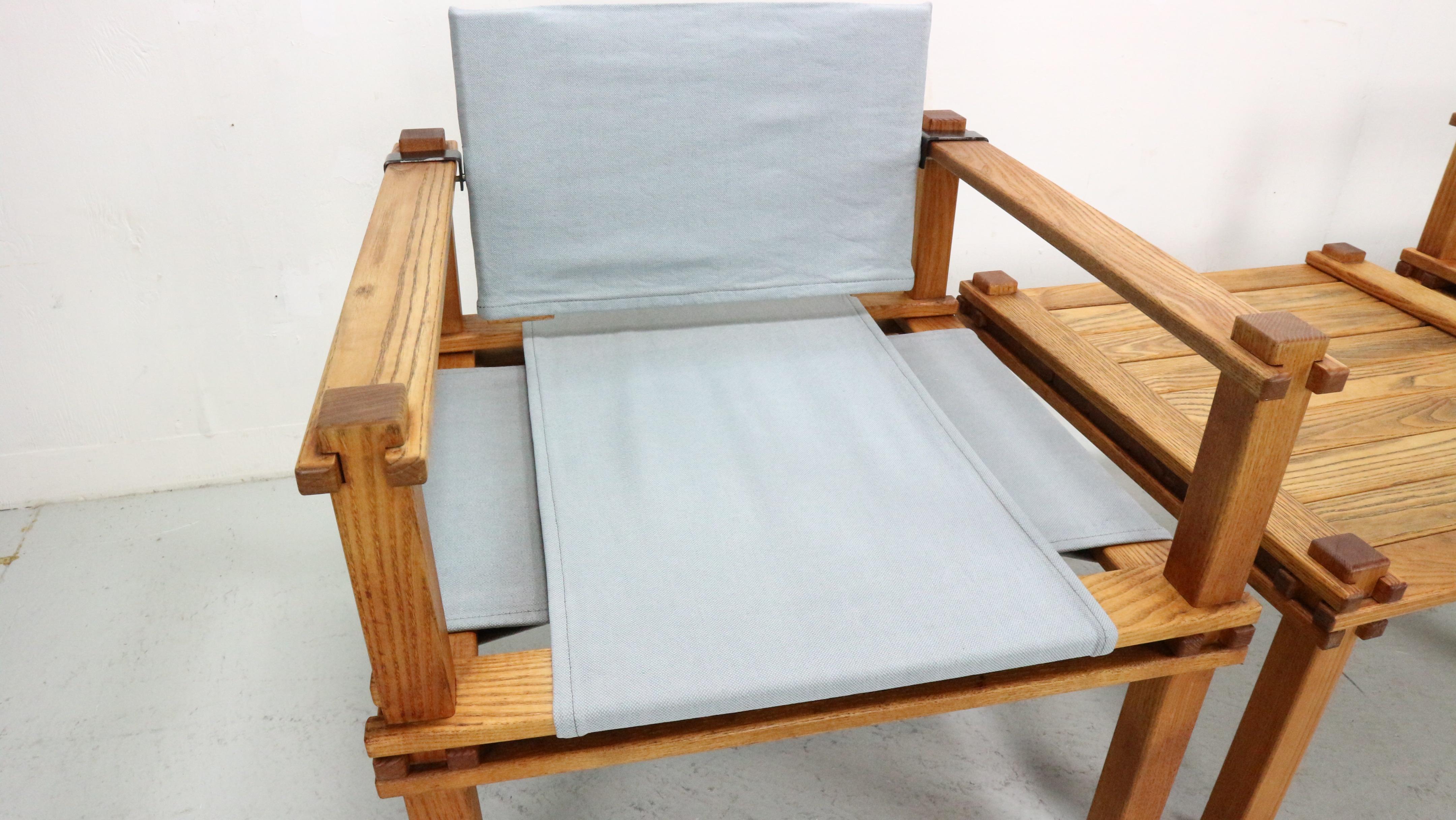 Gerd Lange Japandi style safari arm-chairs and Table, 1965 For Sale 12