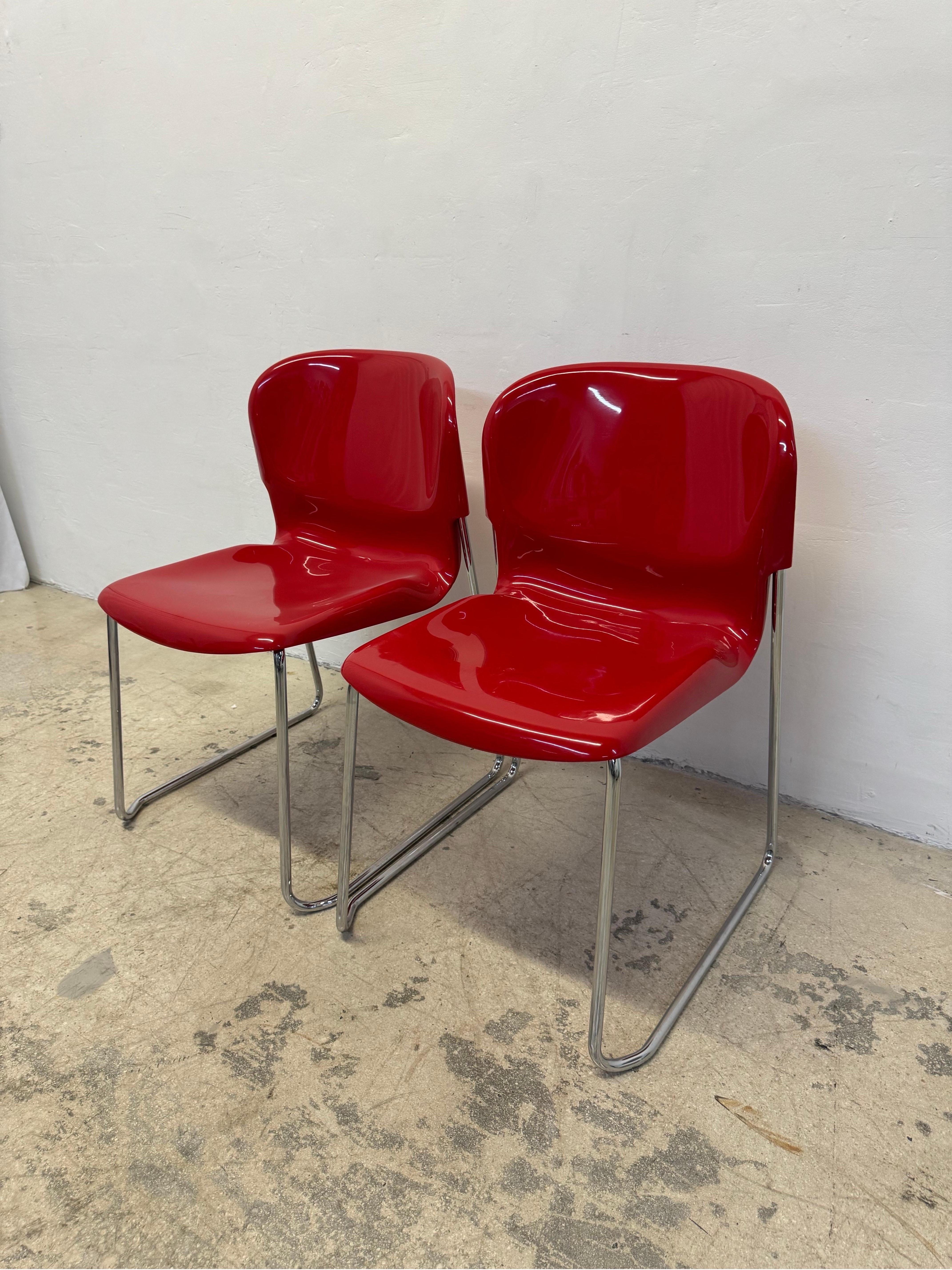 American Gerd Lange Red Dsm400k Nova Chairs for Atelier International - a Pair For Sale
