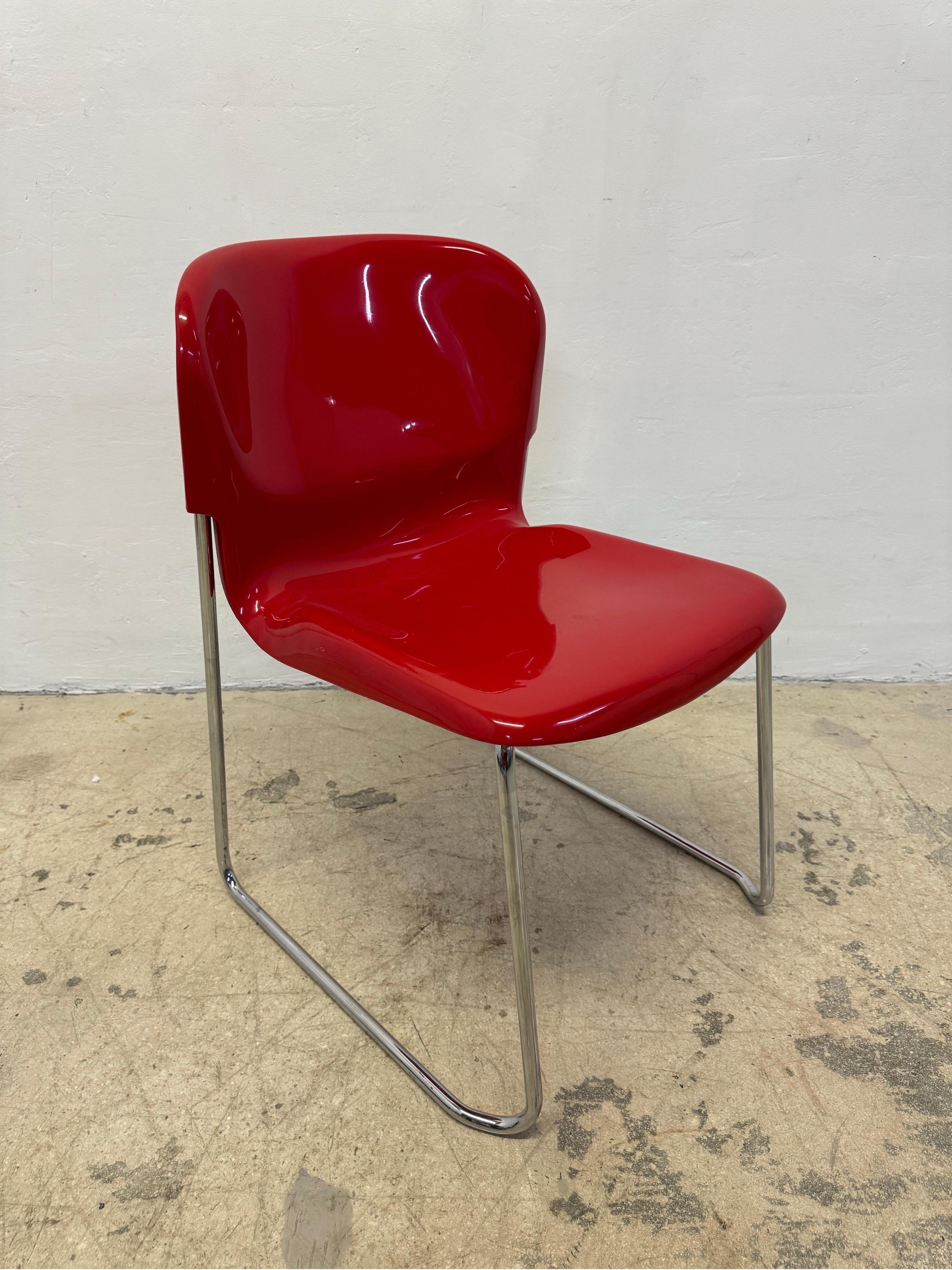 Gerd Lange Red Dsm400k Nova Chairs for Atelier International - a Pair In Good Condition For Sale In Miami, FL