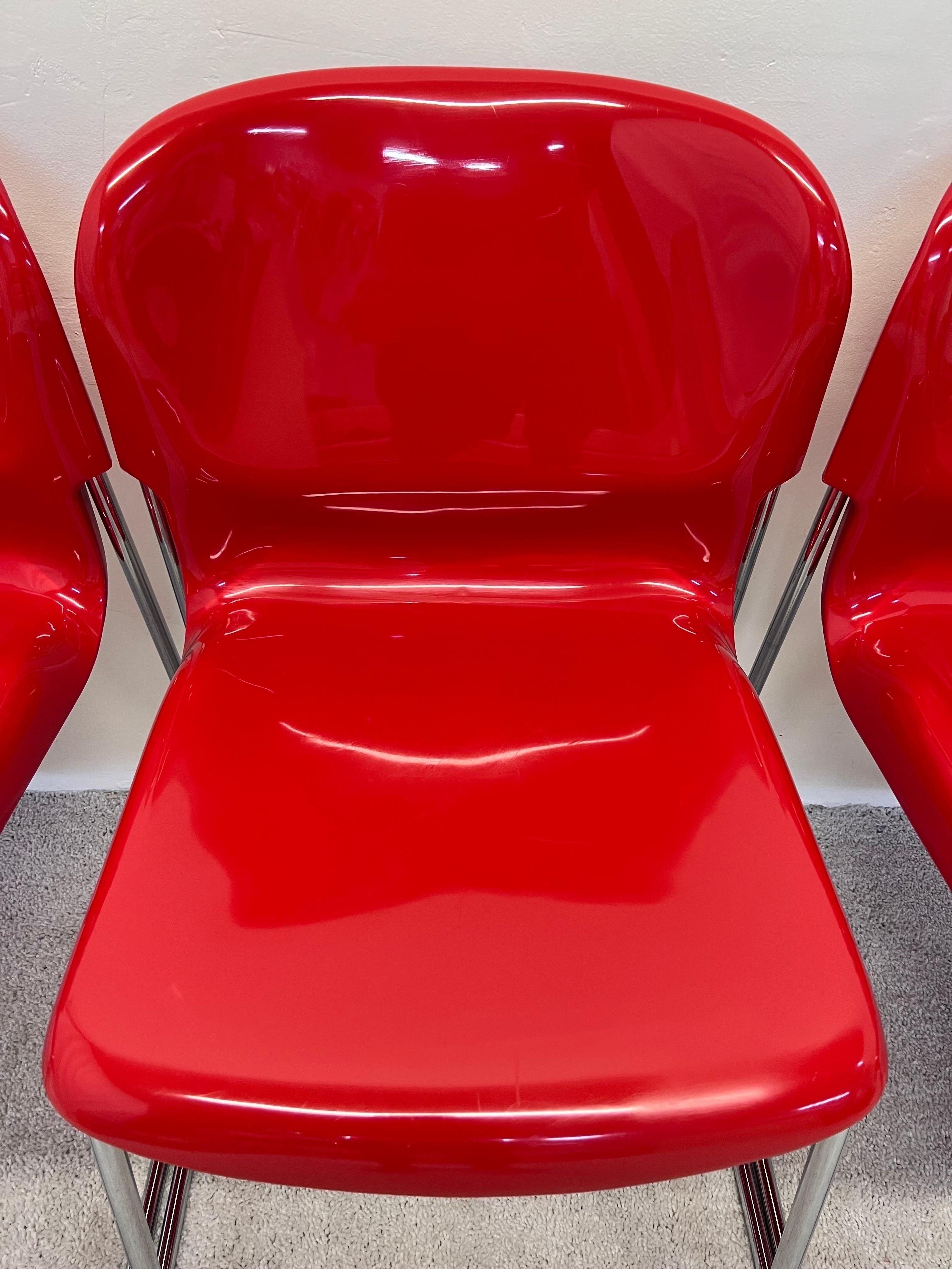 Gerd Lange Red DSM400K Nova Chairs for Atelier International, Set of Six For Sale 4
