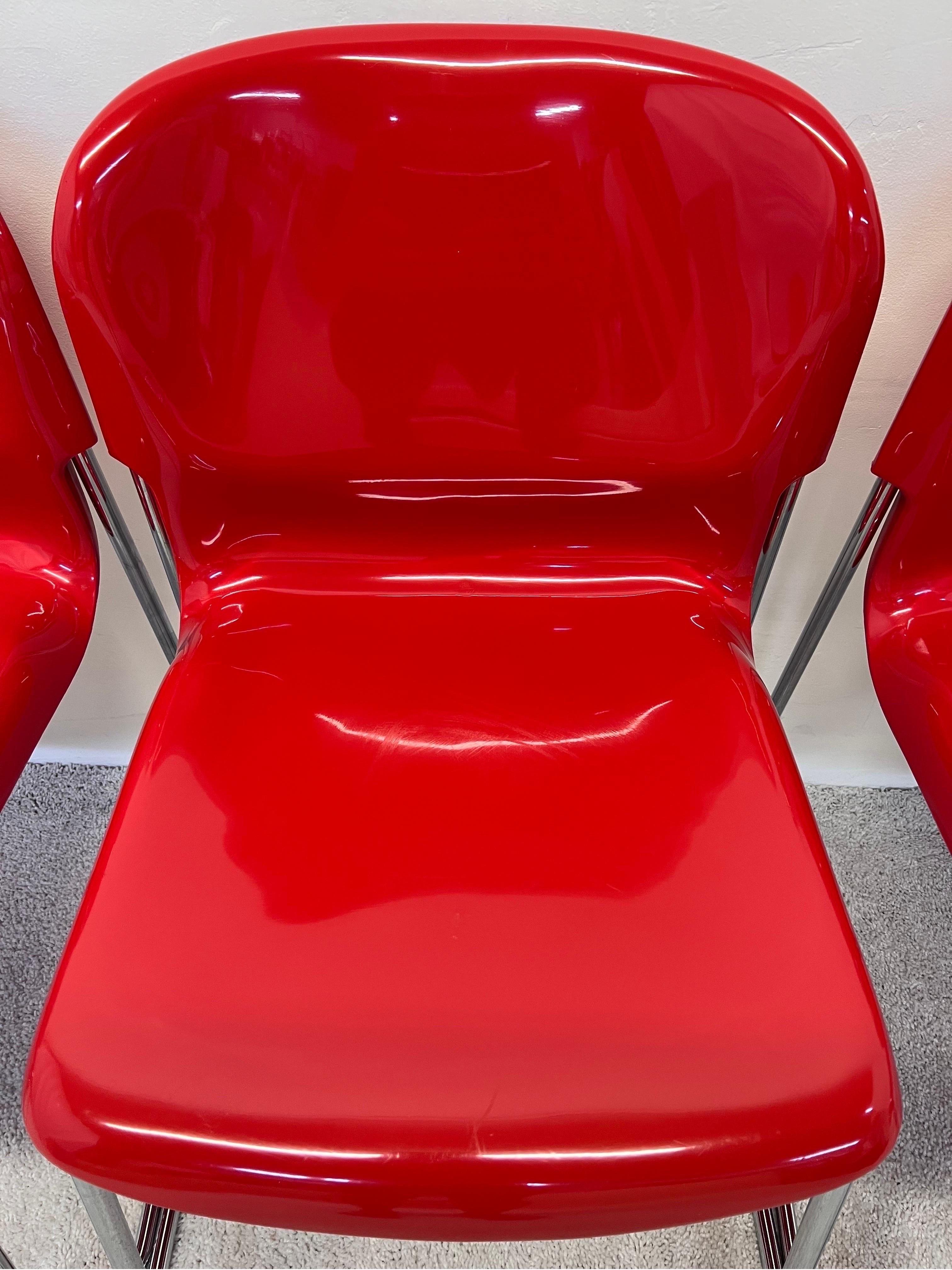 Gerd Lange Red DSM400K Nova Chairs for Atelier International, Set of Six For Sale 5