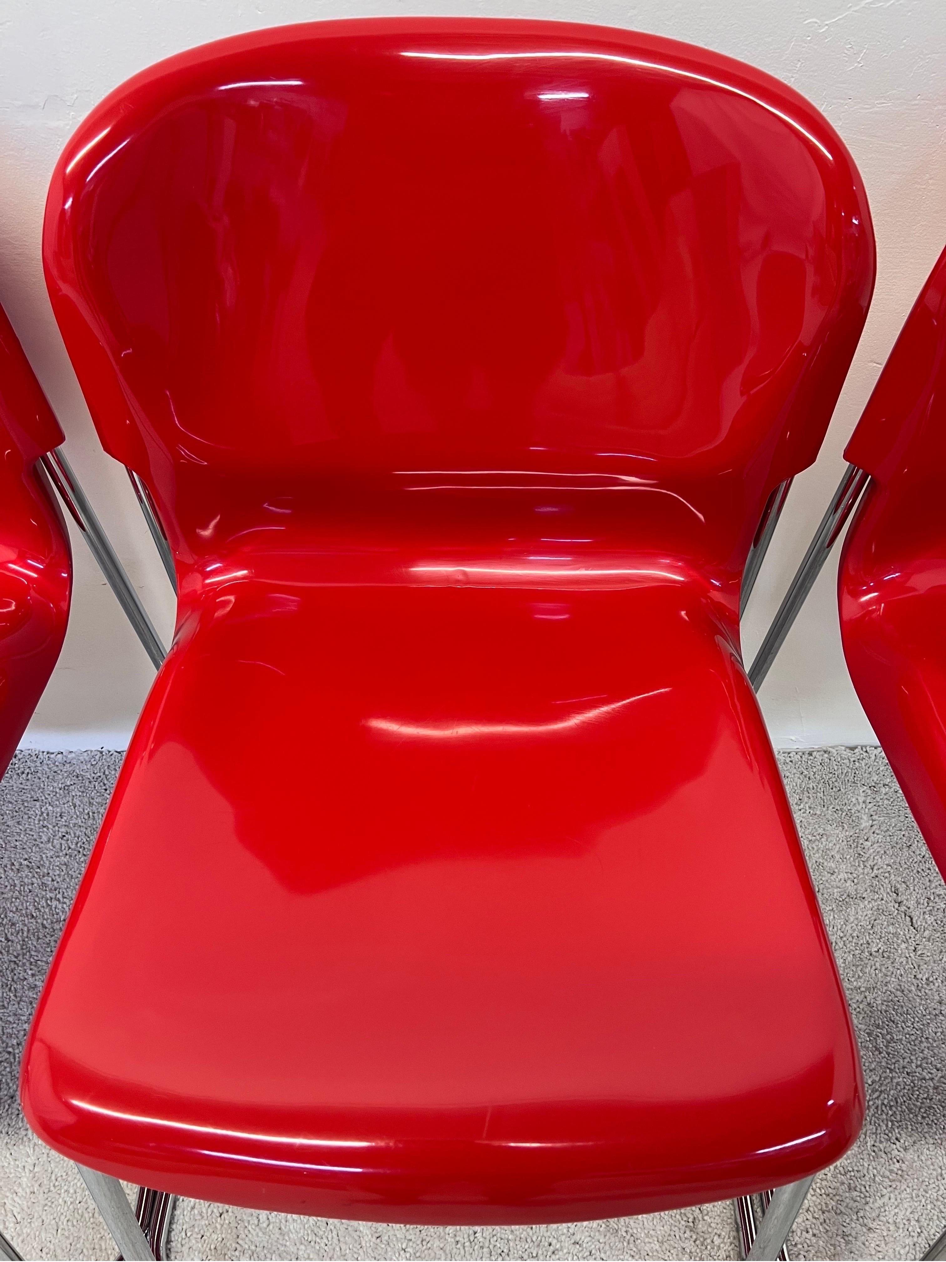 Gerd Lange Red DSM400K Nova Chairs for Atelier International, Set of Six For Sale 6