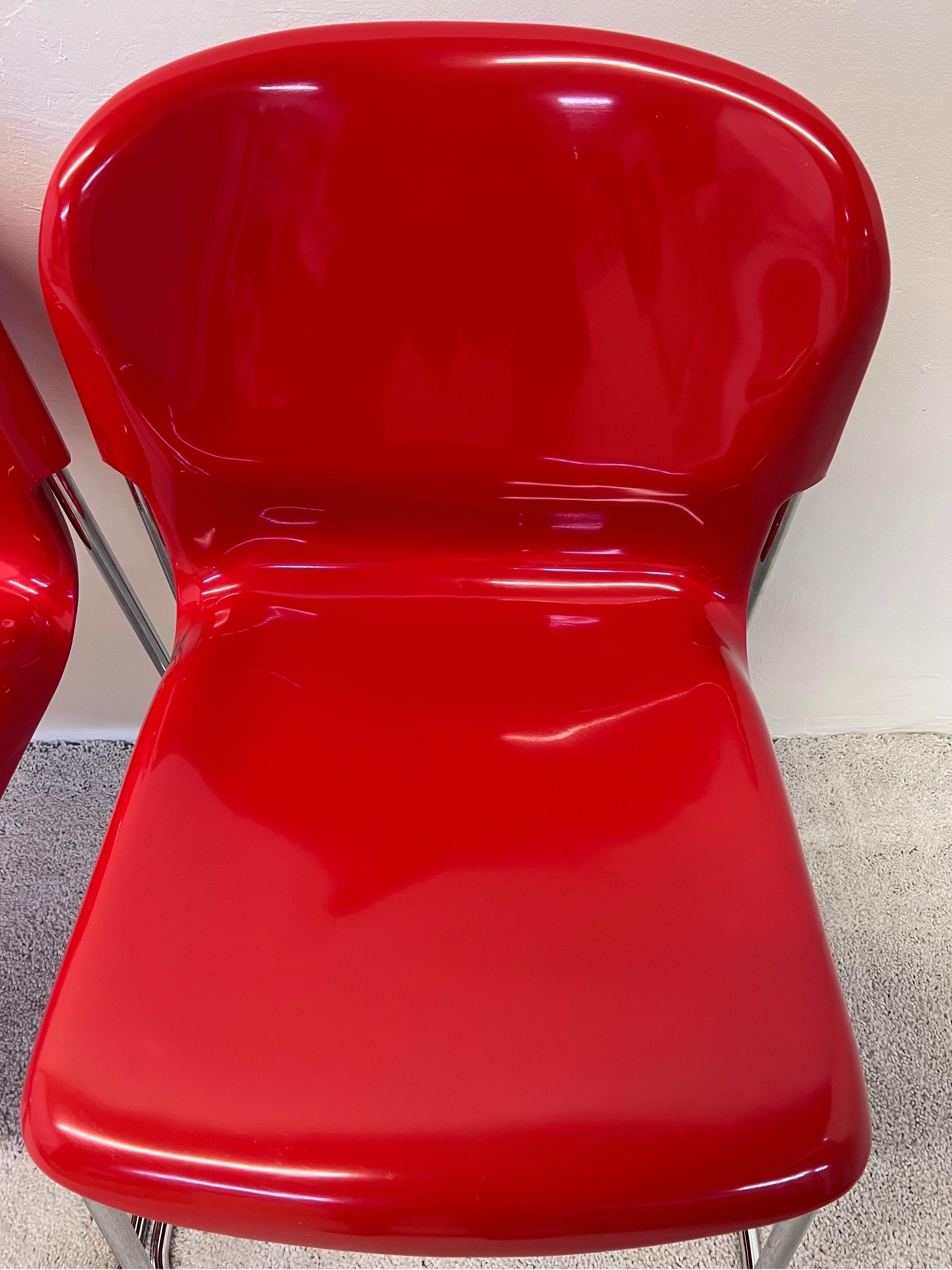 Gerd Lange Red DSM400K Nova Chairs for Atelier International, Set of Six For Sale 7