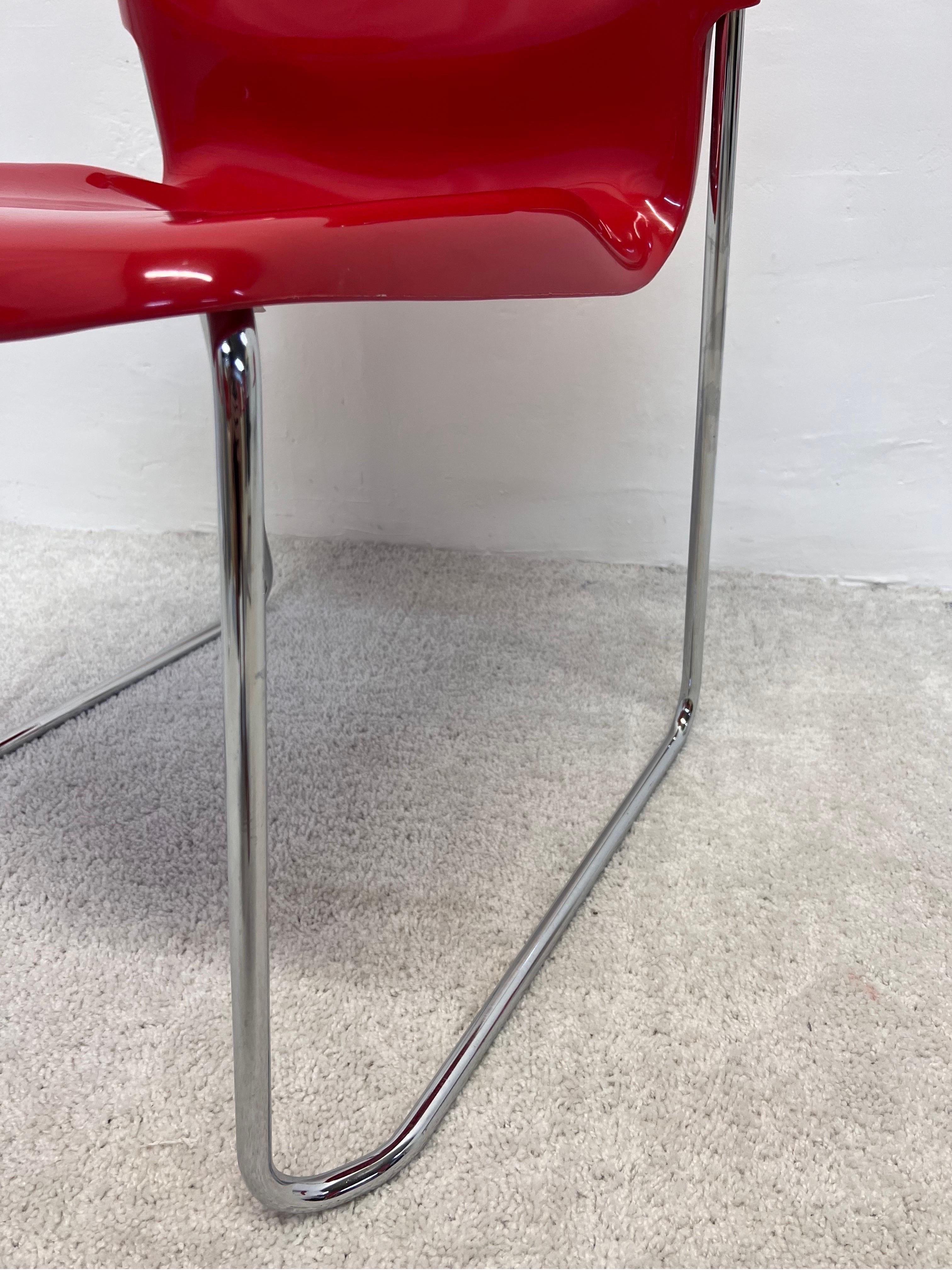 Gerd Lange Red DSM400K Nova Chairs for Atelier International, Set of Six For Sale 9