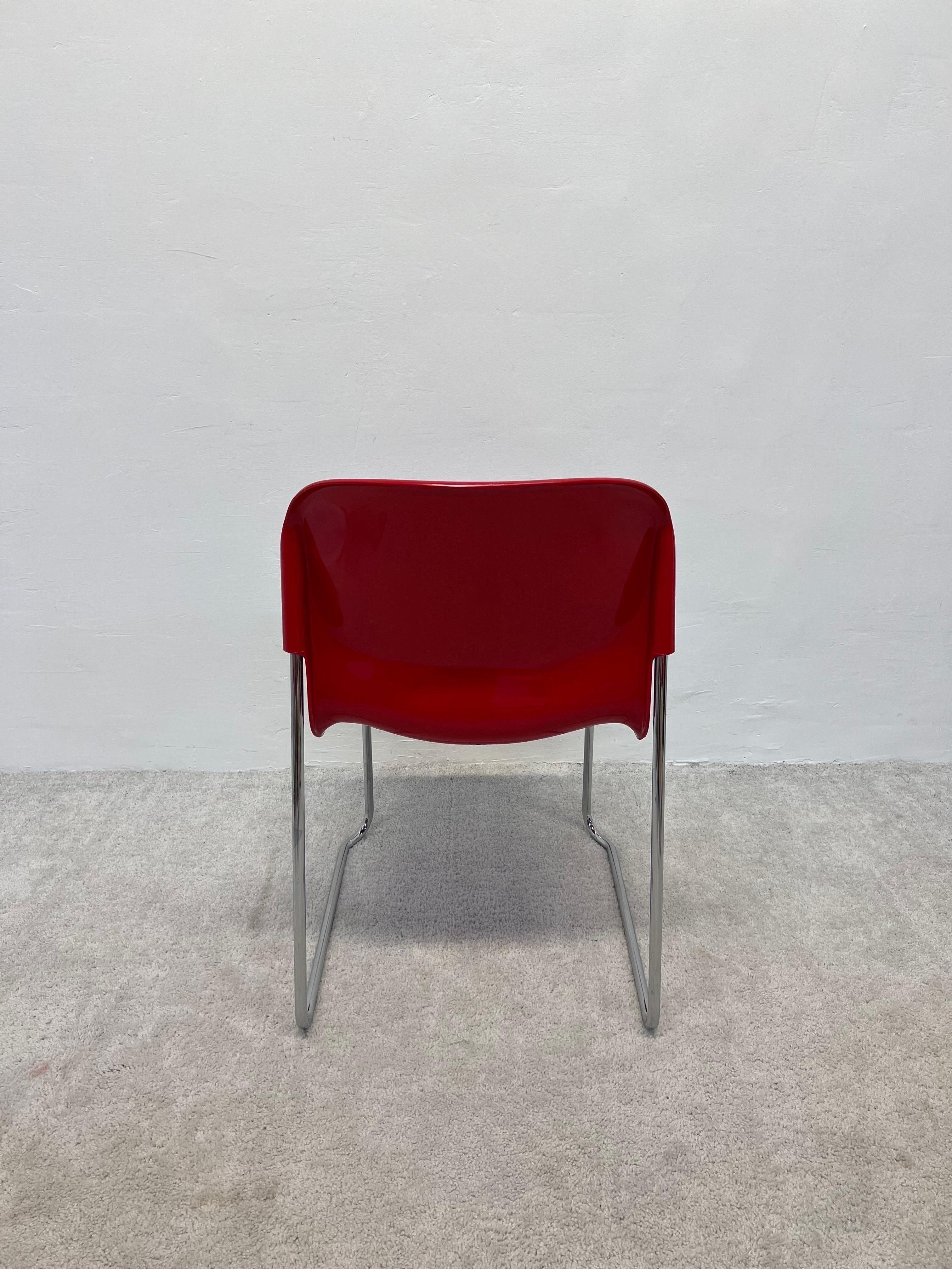 Gerd Lange Red DSM400K Nova Chairs for Atelier International, Set of Six In Good Condition For Sale In Miami, FL