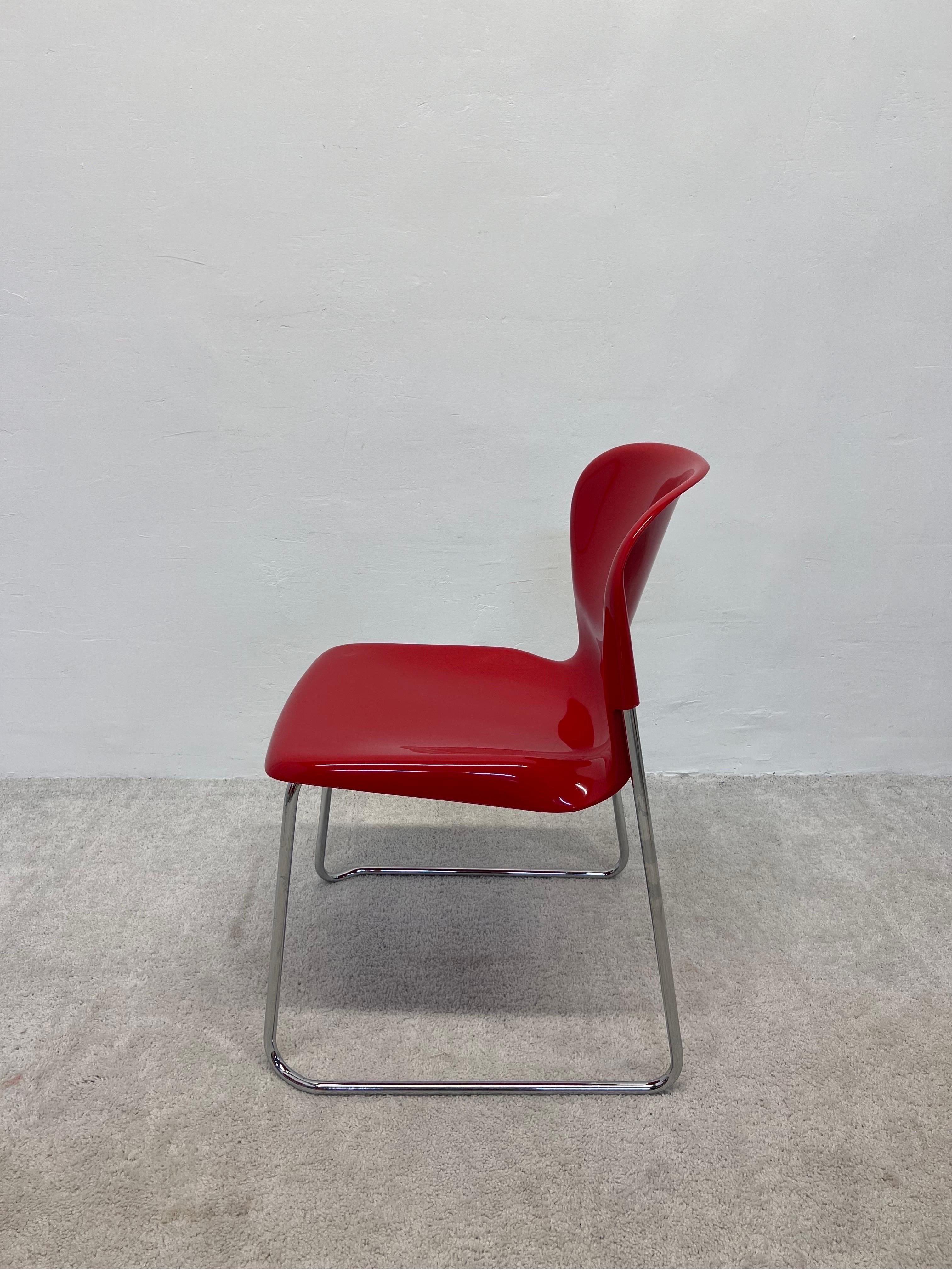 20th Century Gerd Lange Red DSM400K Nova Chairs for Atelier International, Set of Six For Sale