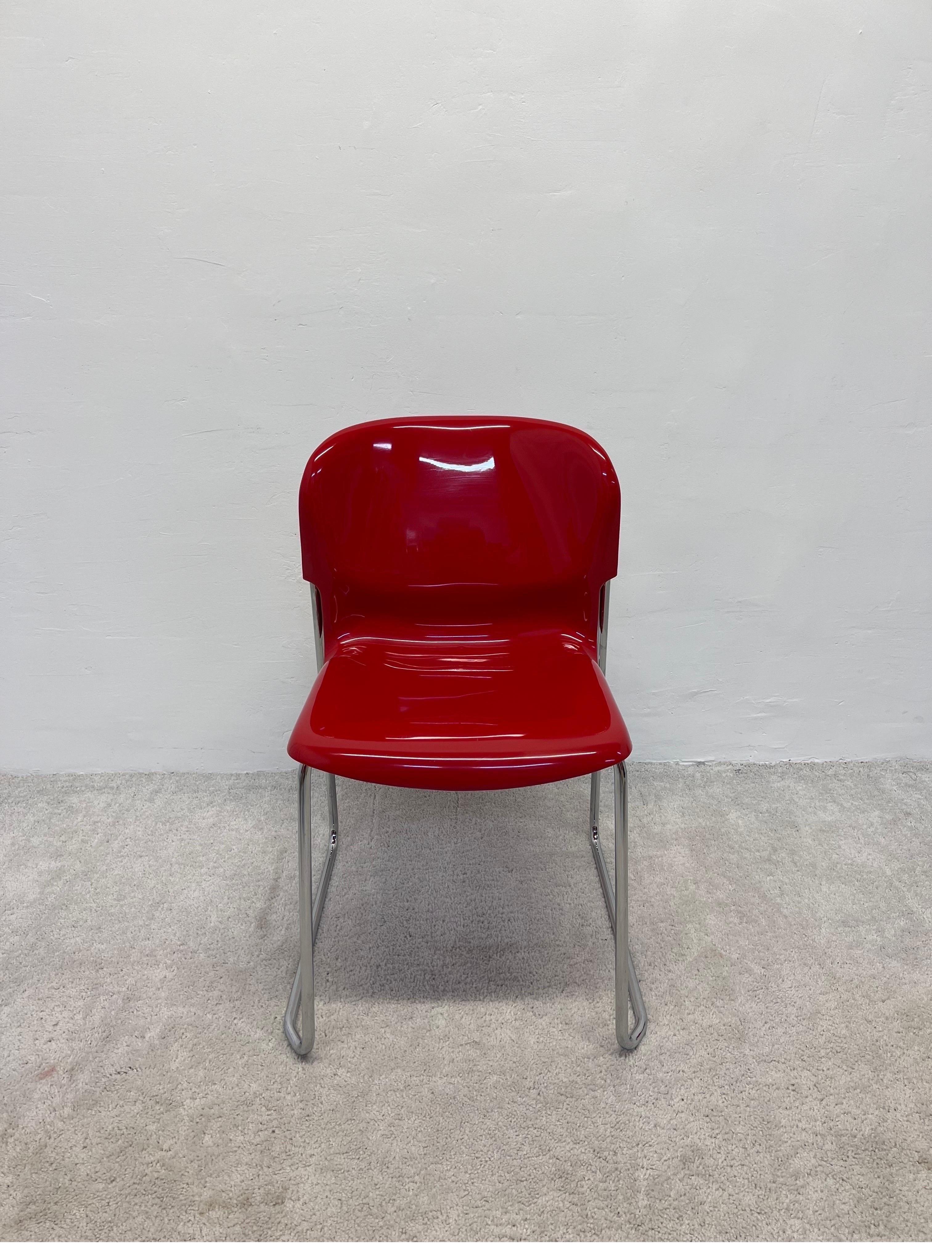 Gerd Lange Rote DSM400K Nova-Stühle für Atelier International, Sechser-Set im Angebot 1
