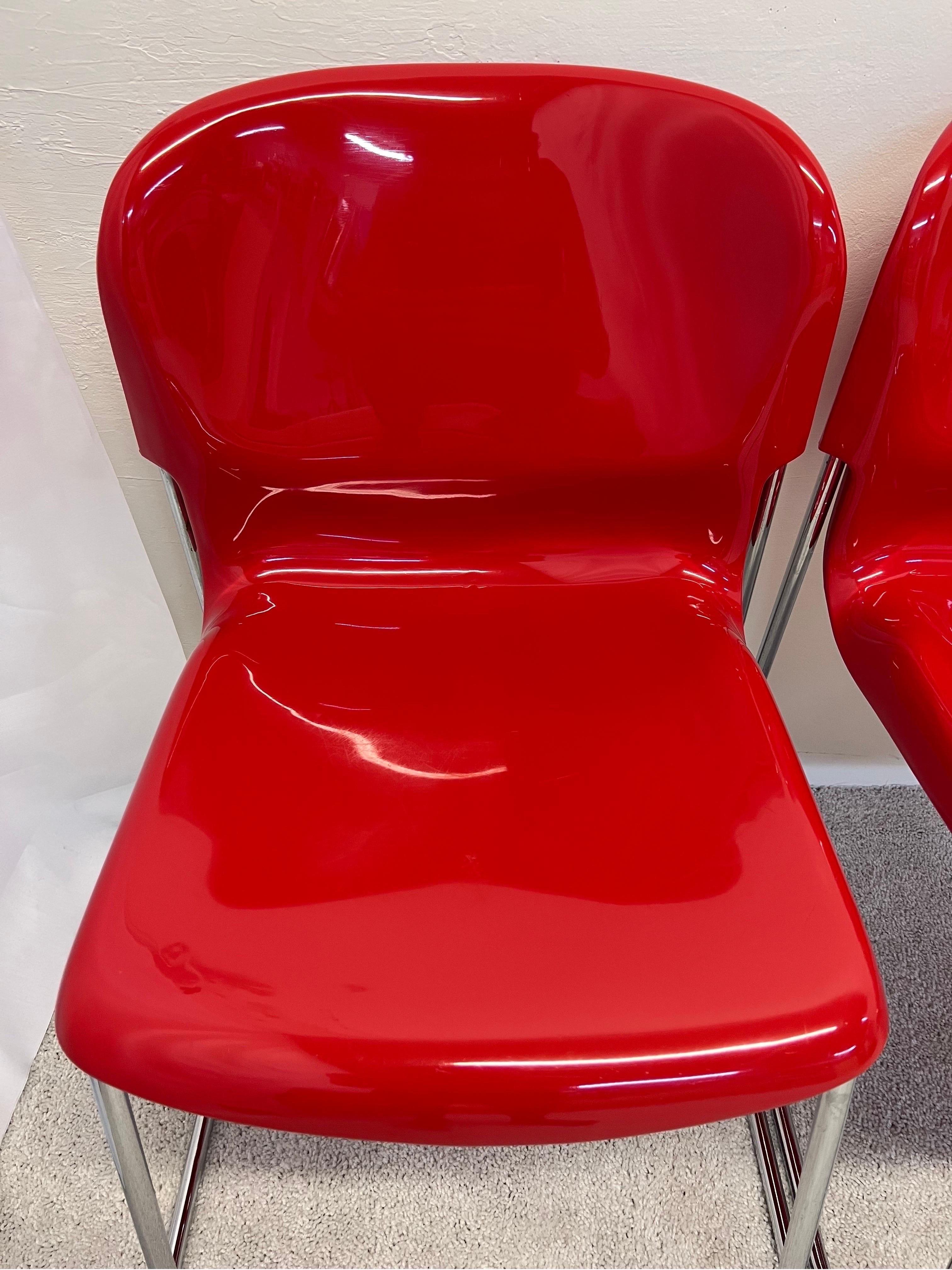 Gerd Lange Rote DSM400K Nova-Stühle für Atelier International, Sechser-Set im Angebot 2
