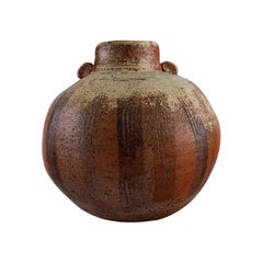 Gerd Zinnerström, Sweden, Large Round Unique Vase in Glazed Stoneware