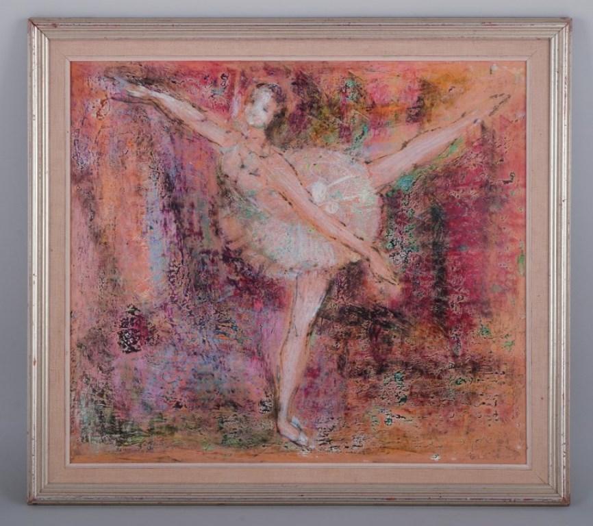 Gerda Åkesson (1909-1992), artiste suédoise.
Pastel à l'huile sur papier.
Ballerine. Style moderniste.
Environ dans les années 1960.
Signé.
En parfait état.
Dimensions visibles : 56,0 cm x 48,5 cm.
Dimensions totales : 65,5 cm x 59,0 cm.