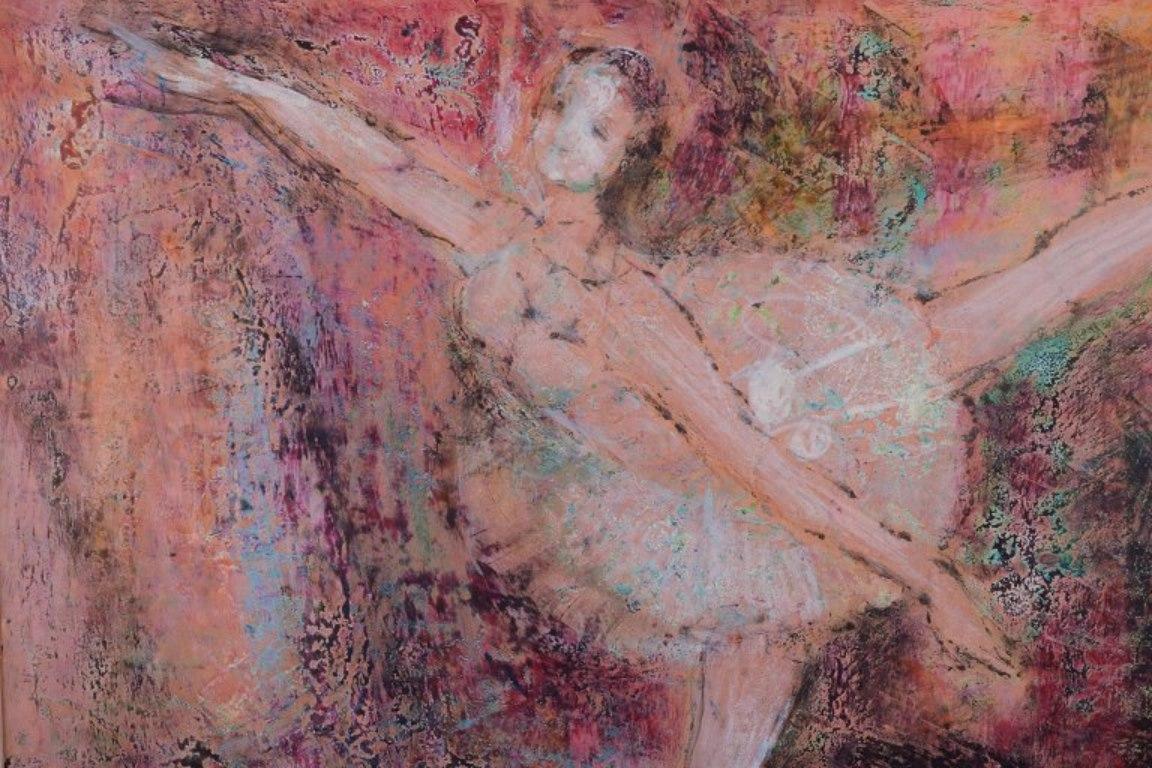 Modern Gerda Åkesson, Swedish artist. Oil pastel on paper. Ballerina. Ca 1960 For Sale
