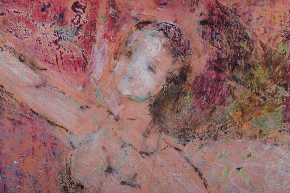 Suédois Gerda Åkesson, artiste suédoise. Pastel à l'huile sur papier. Ballerine. Ca 1960 en vente