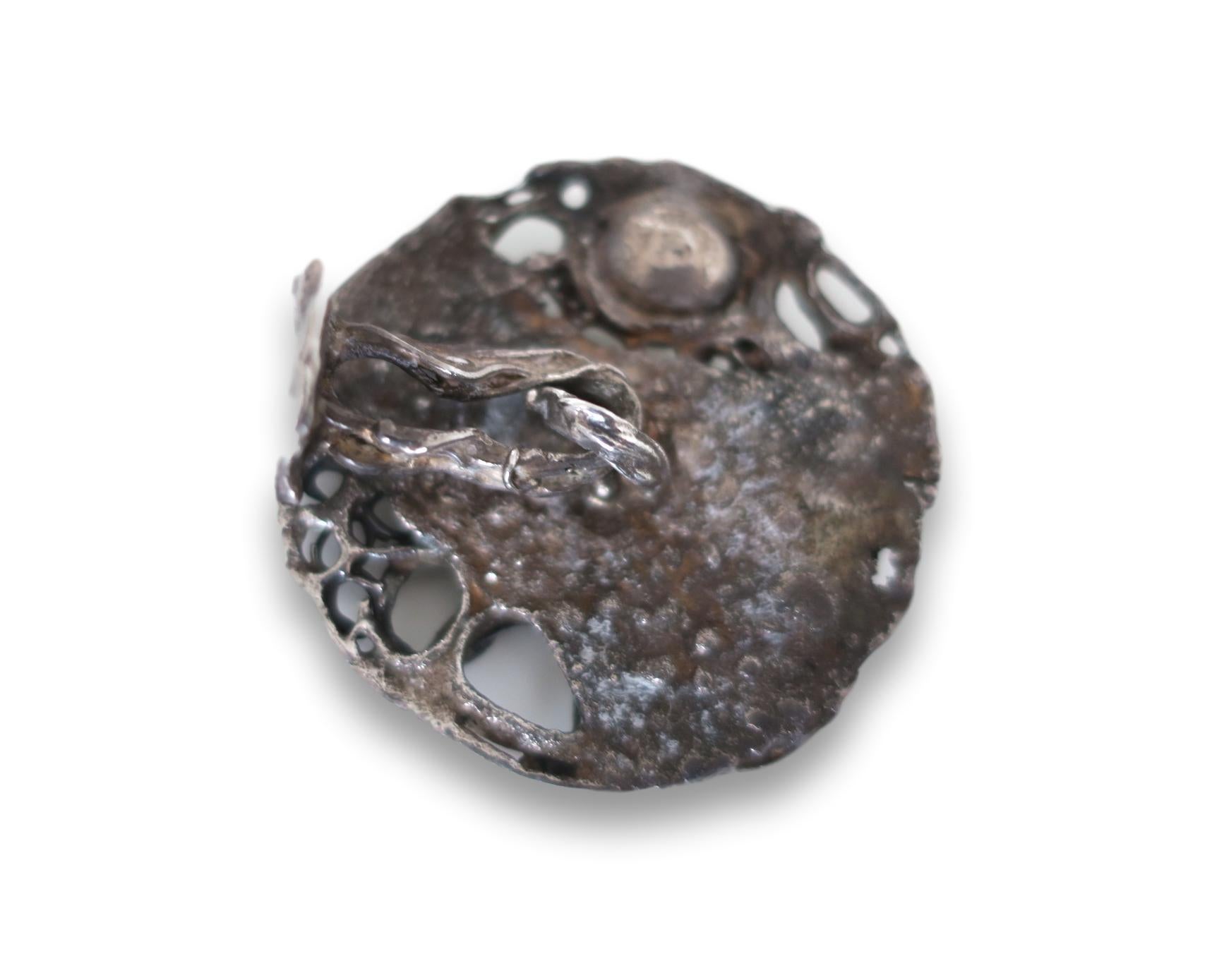 Moderniste Gerda Flockinger Boutons de manchette en argent brutaliste des années 1960 en vente