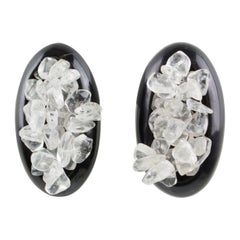 Monies Horn and Quartz Clip Earrings